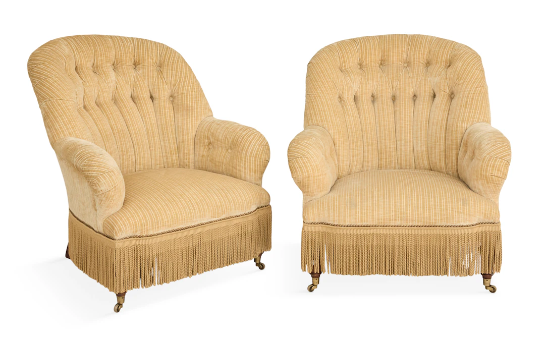 Pair of William IV Mahogany Overstuffed Club Chairs