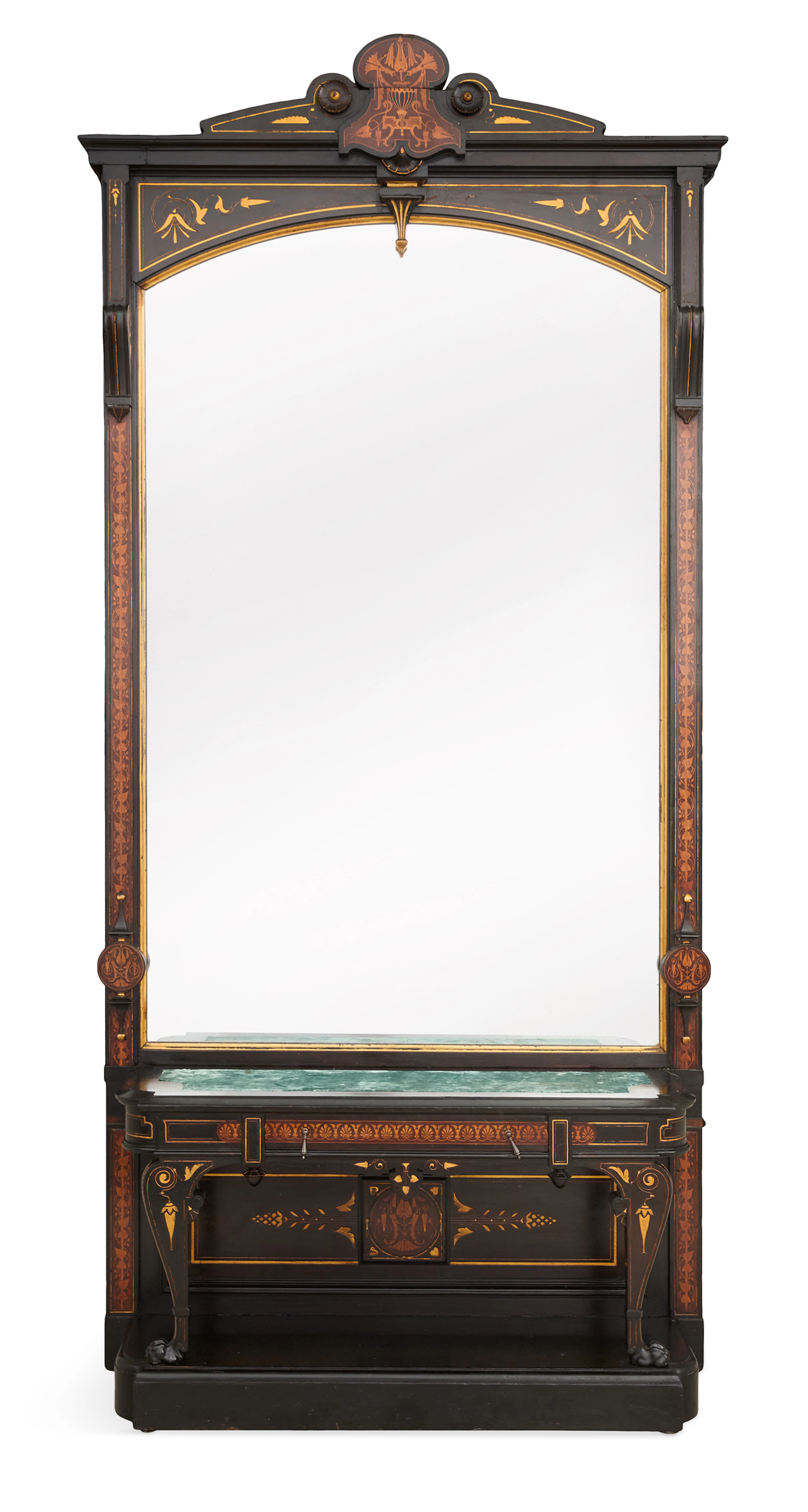 American Neo-Grec Marquetry-Inlaid Mirror