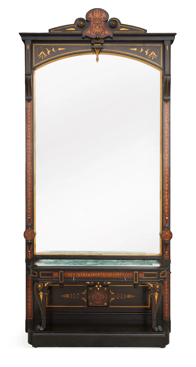 American Neo-Grec Marquetry-Inlaid Mirror