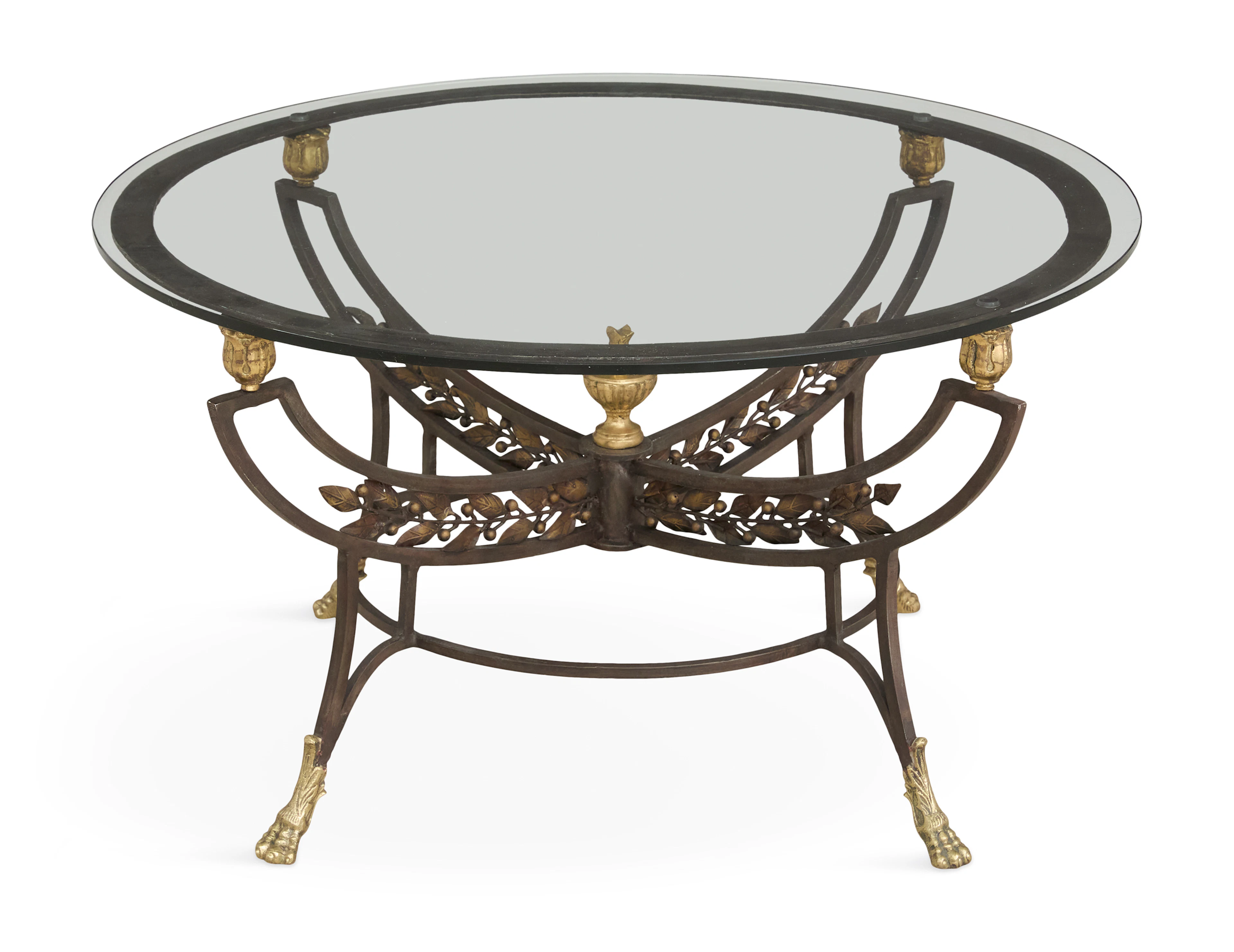 Wrought-Iron, Brass and Plate-Glass Coffee Table