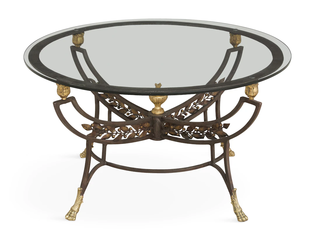 Wrought-Iron, Brass and Plate-Glass Coffee Table