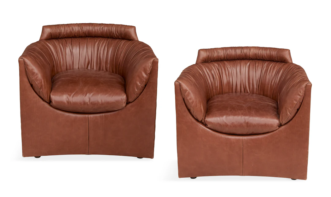 Pair of John Saladino for Baker Leather Club Chairs