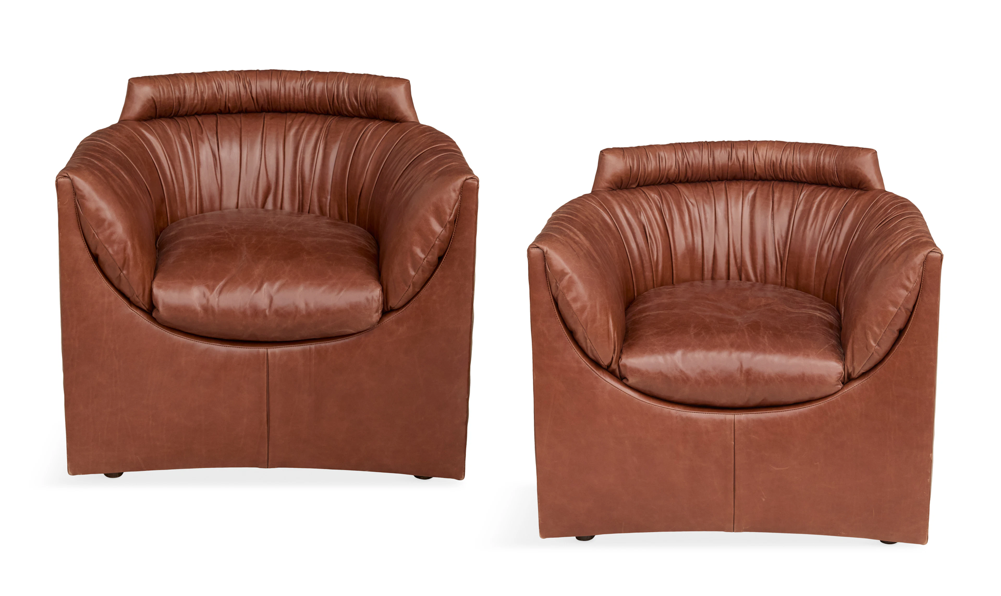 Pair of John Saladino for Baker Leather Club Chairs