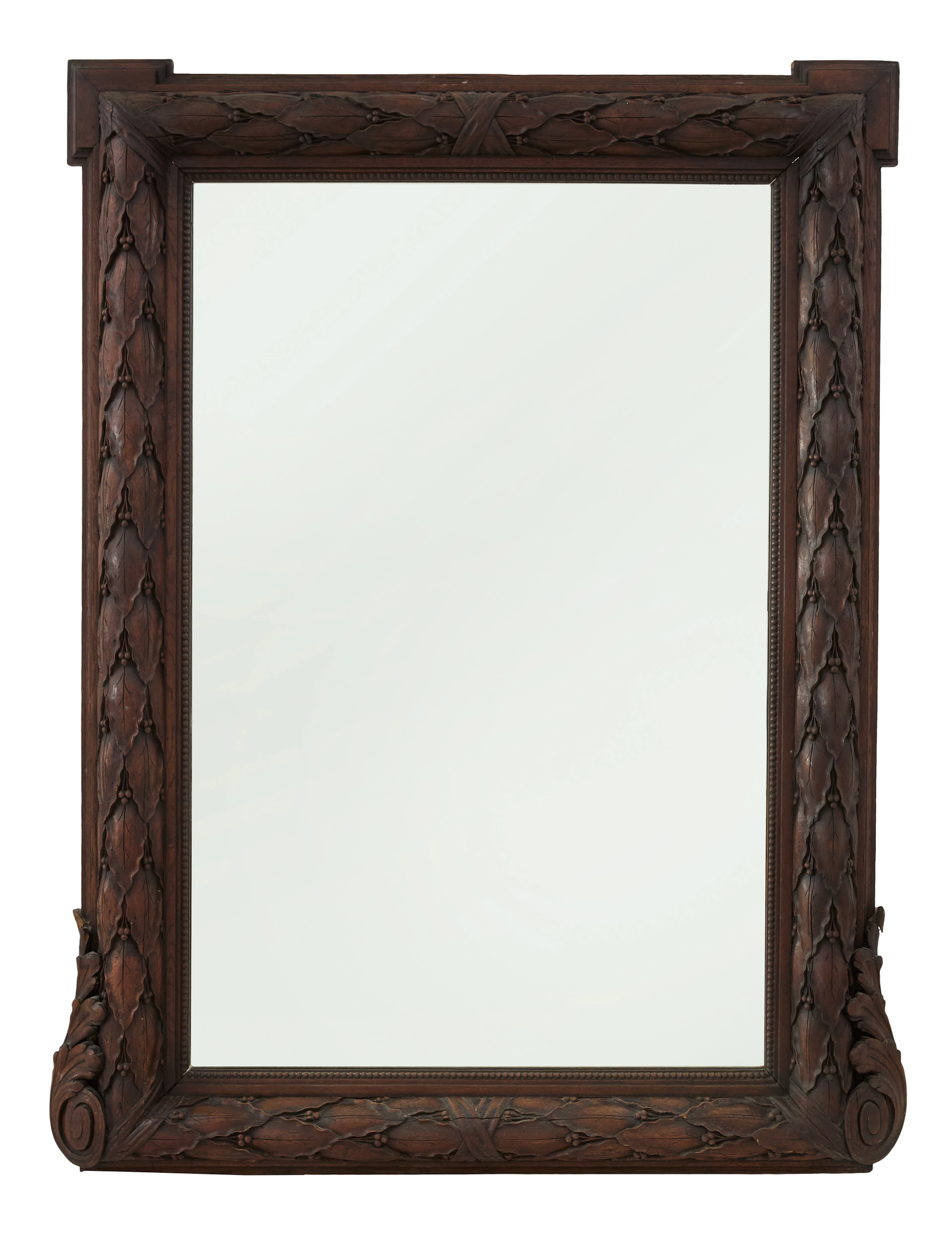 Large Continental Carved Walnut Mirror