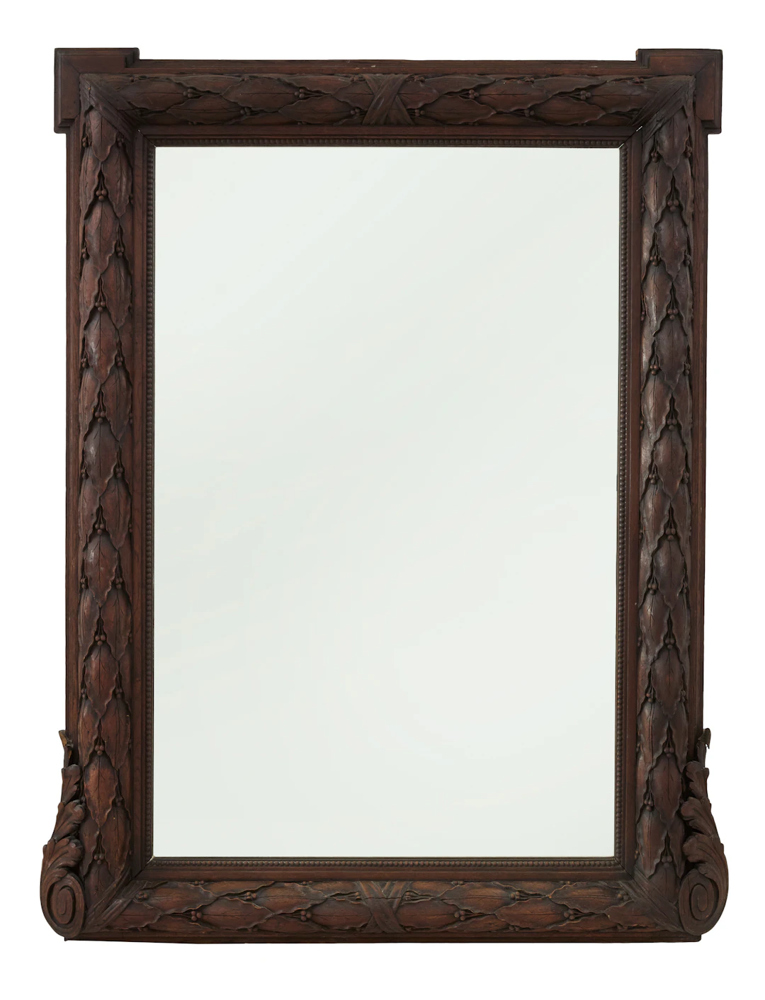 Large Continental Carved Walnut Mirror