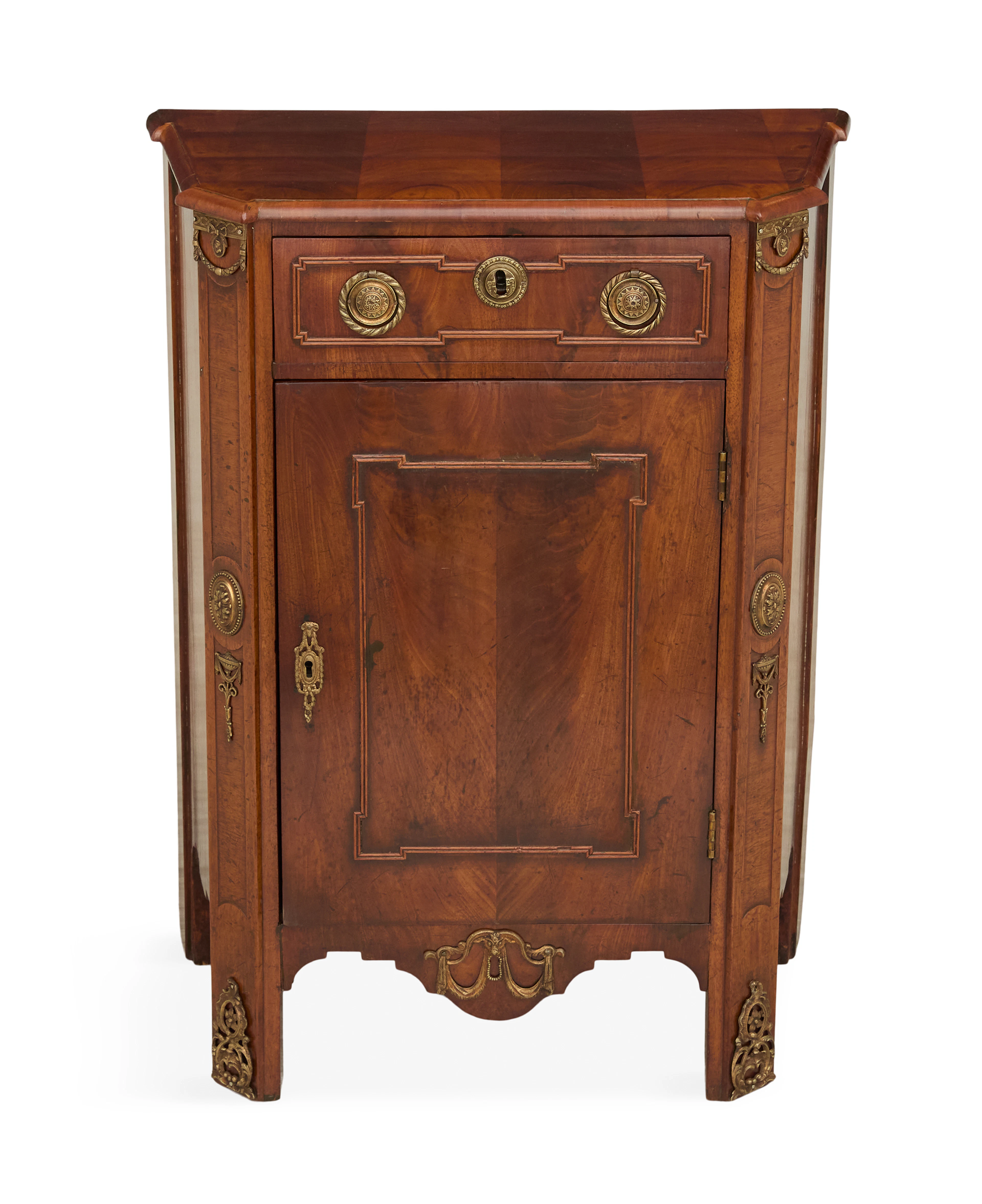 Continental Bronze-Mounted Walnut Side Cabinet