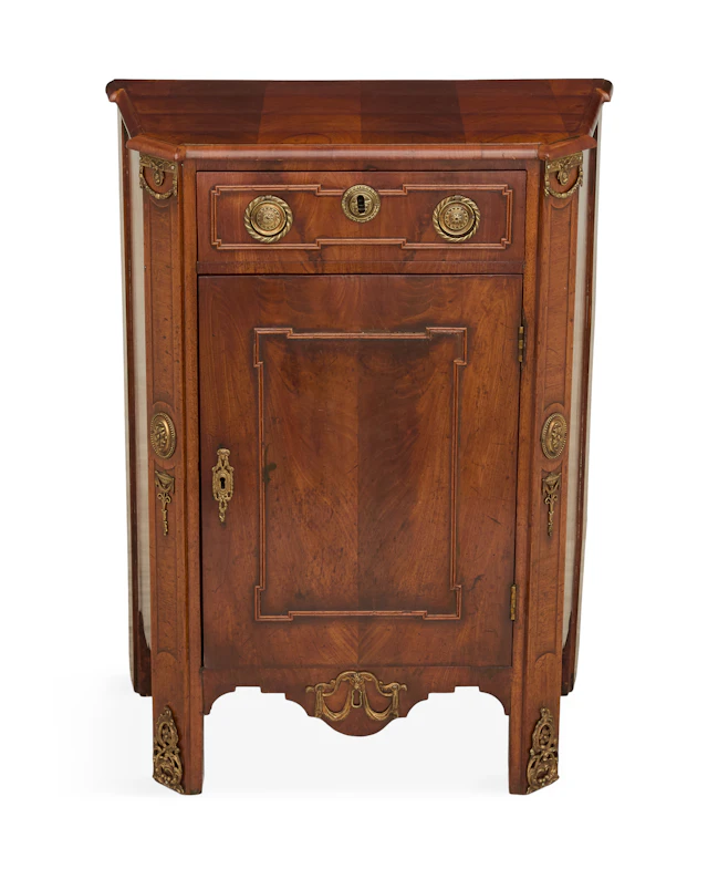 Continental Bronze-Mounted Walnut Side Cabinet