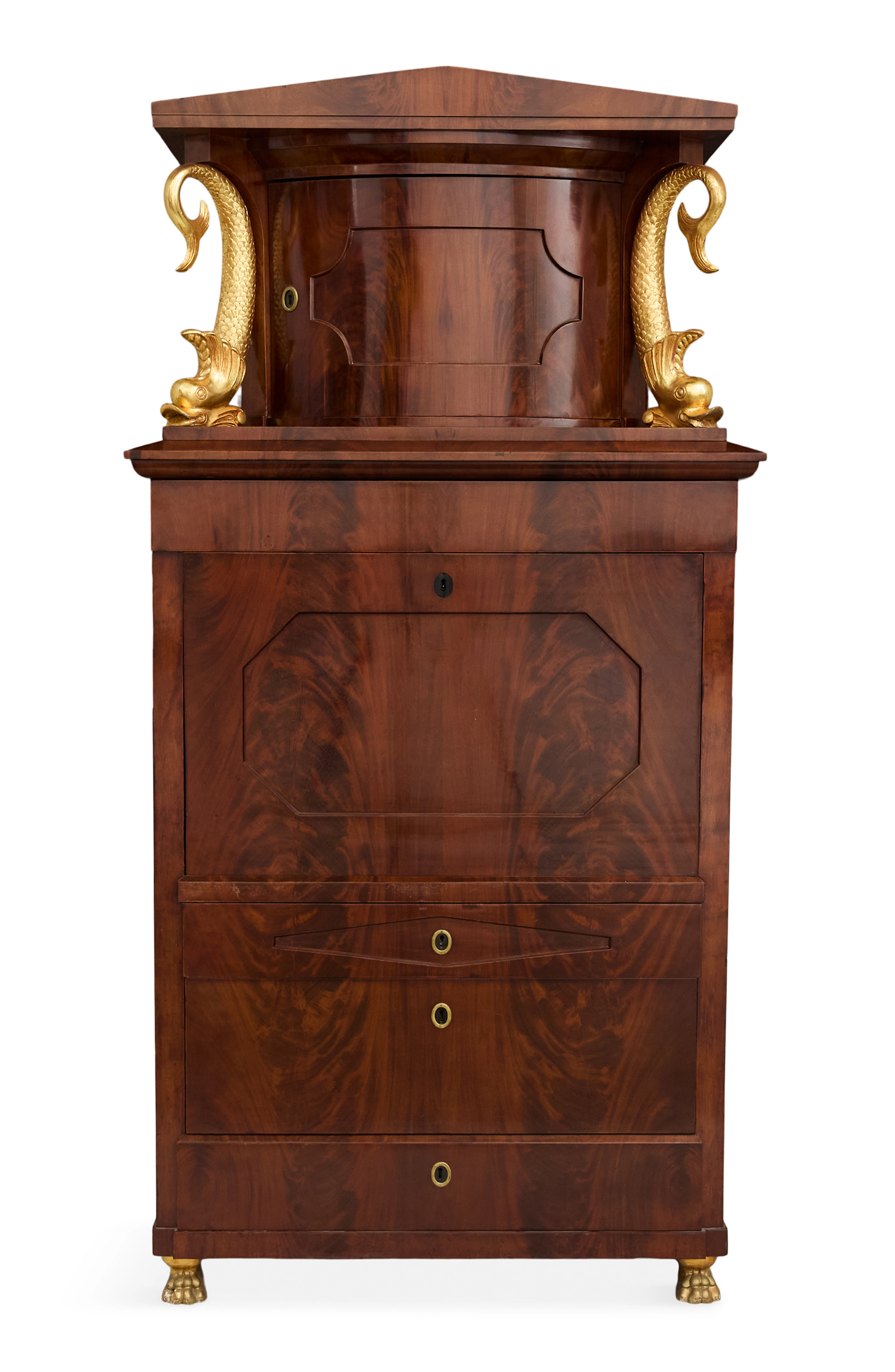 Biedermeier Mahogany Secretaire a Abbatant