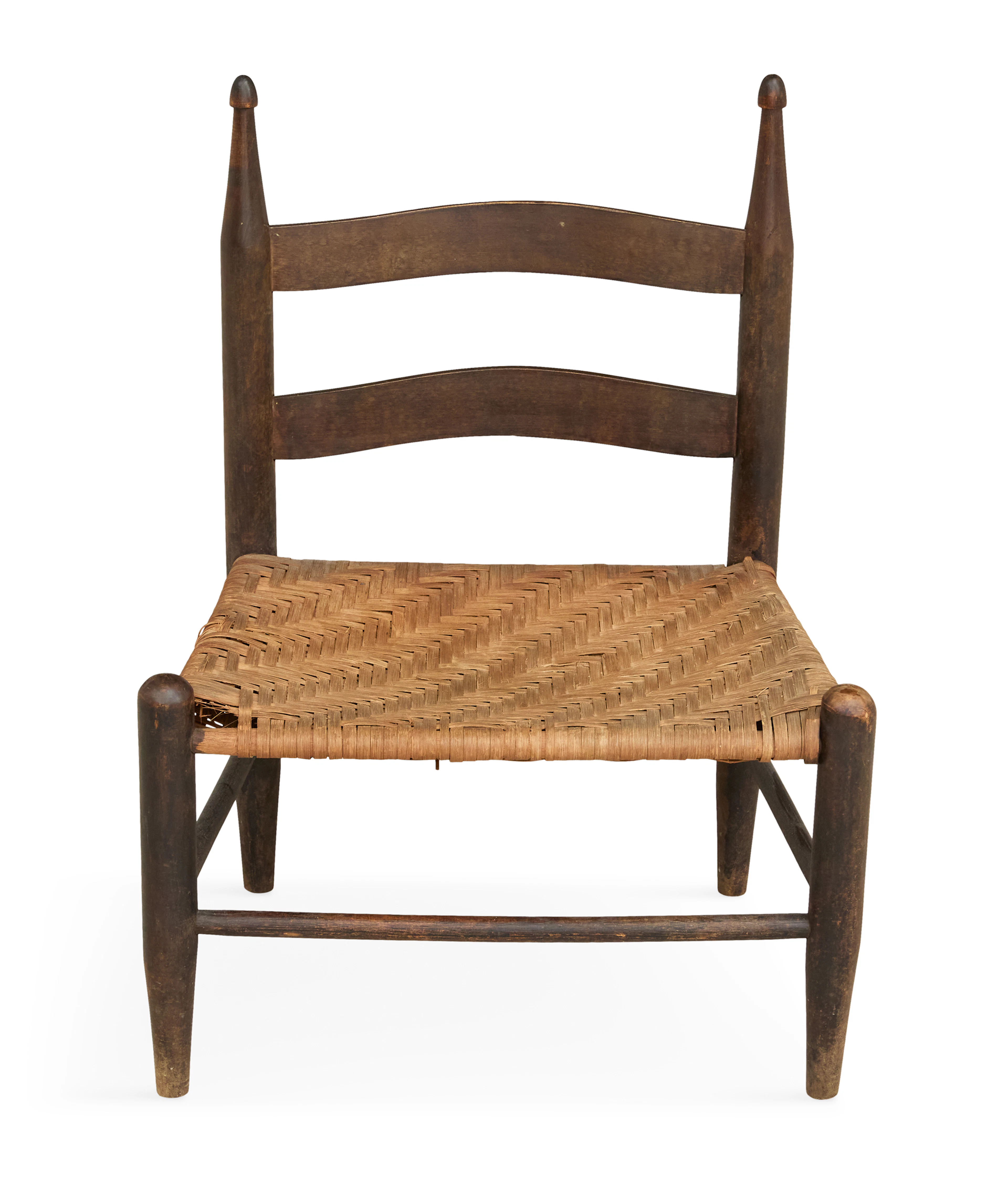 Rare Acadian Stained Hardwood Ladderback Chair