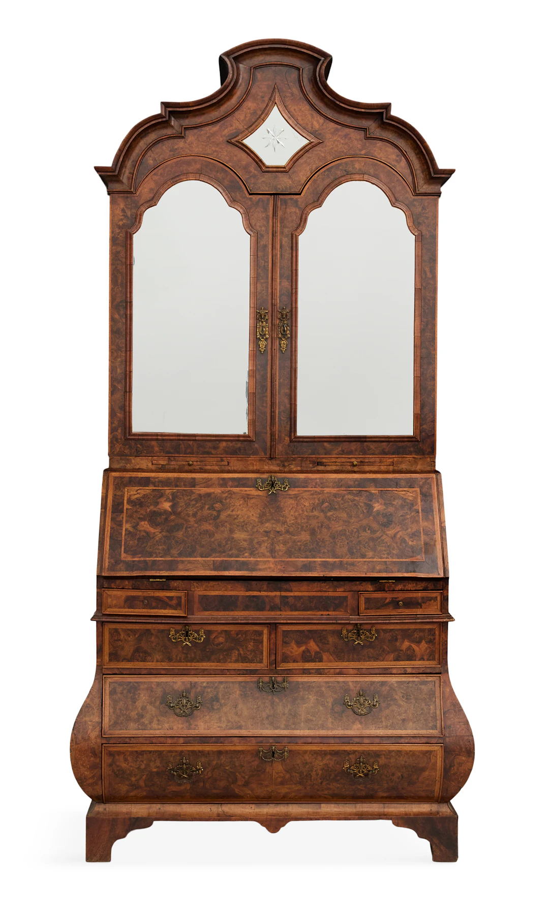 Dutch Burr Walnut Secretary/Bookcase