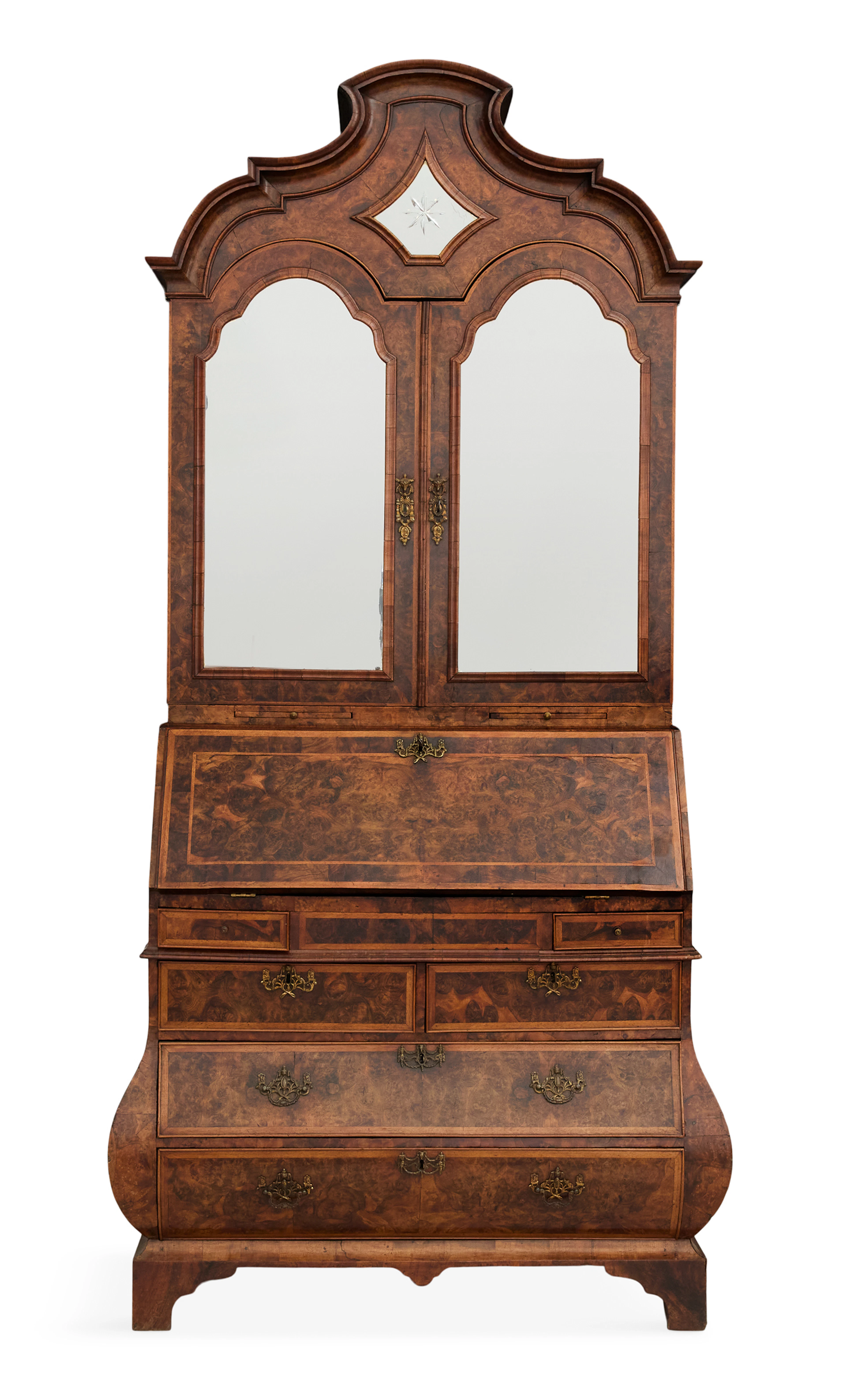 Dutch Burr Walnut Secretary/Bookcase