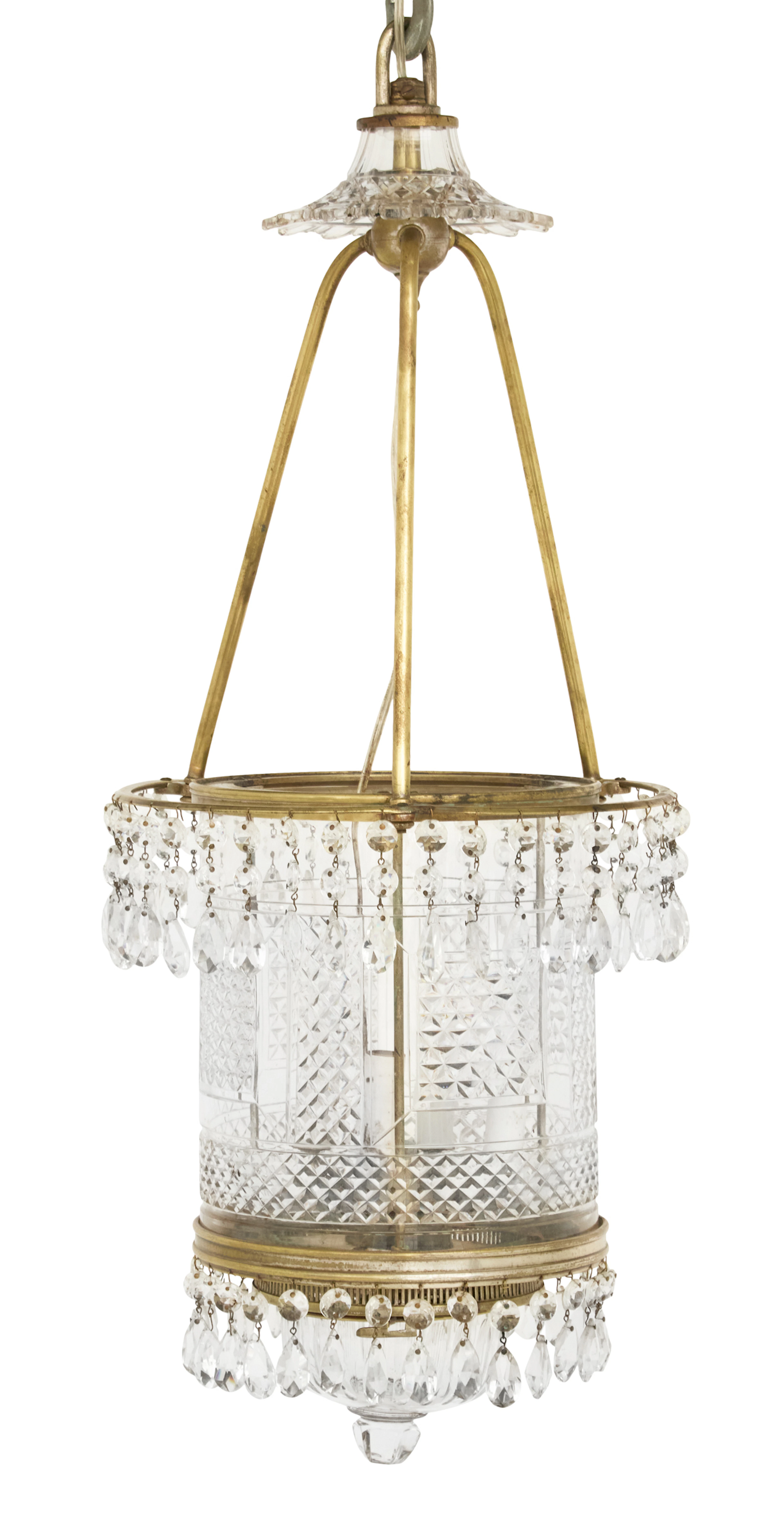 Cut-Glass and Bronze Hall Lantern