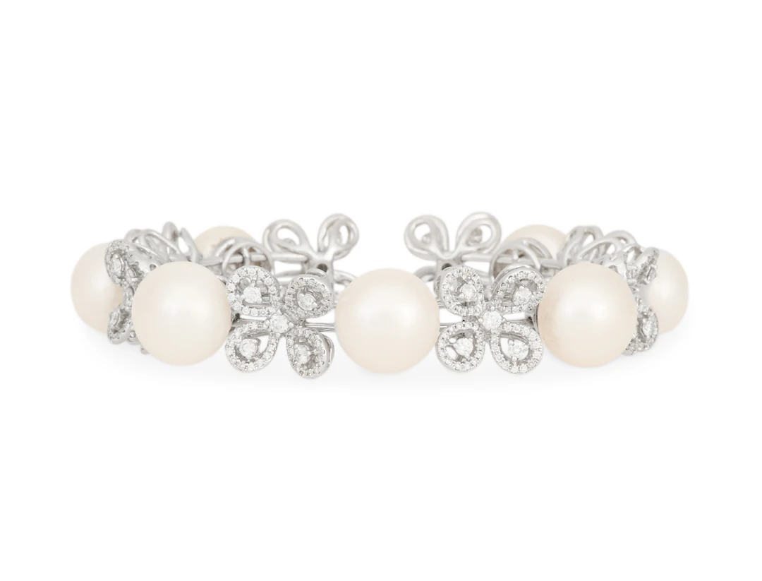 Pearl and Diamond Cuff Bracelet