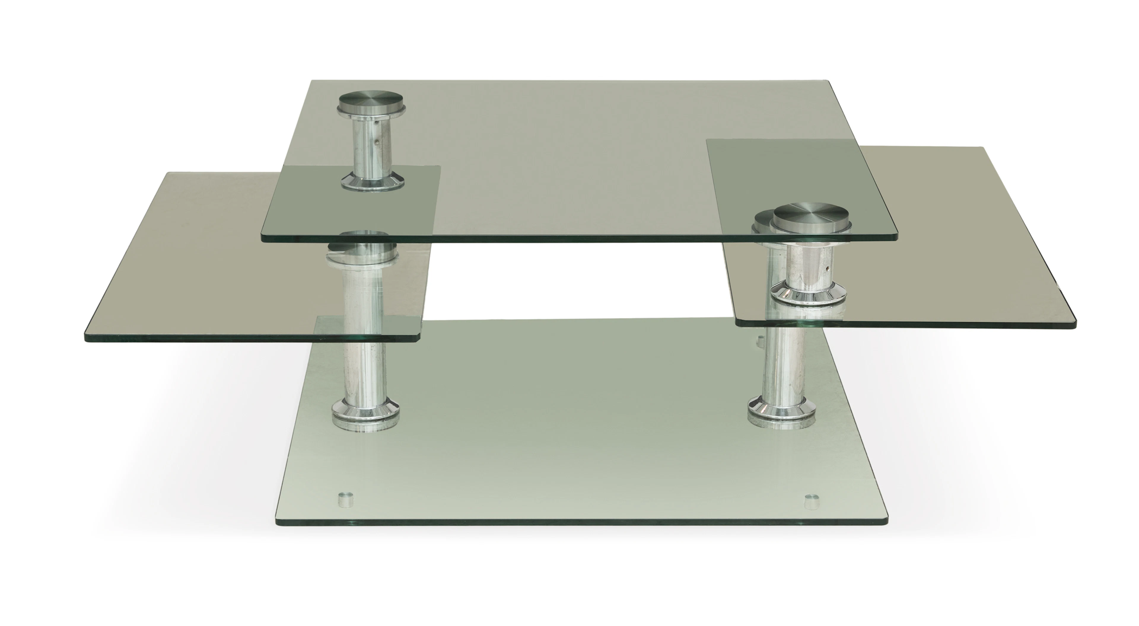 Chintaly Square Motion Chrome and Glass Cocktail Table