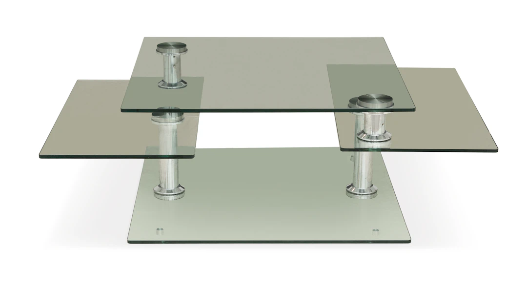 Chintaly Square Motion Chrome and Glass Cocktail Table