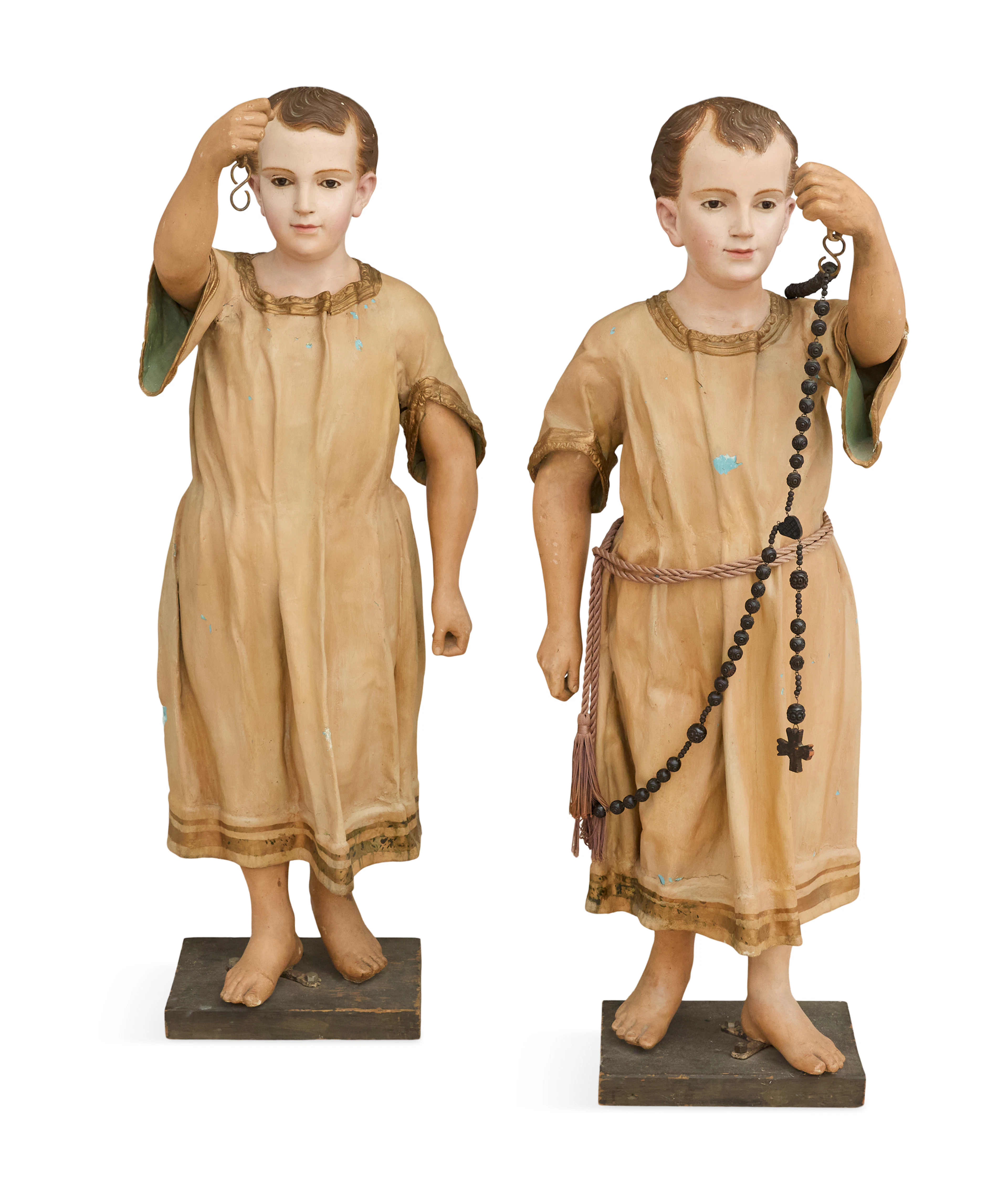 Pair of Carved and Painted Ecclesiastical Figures