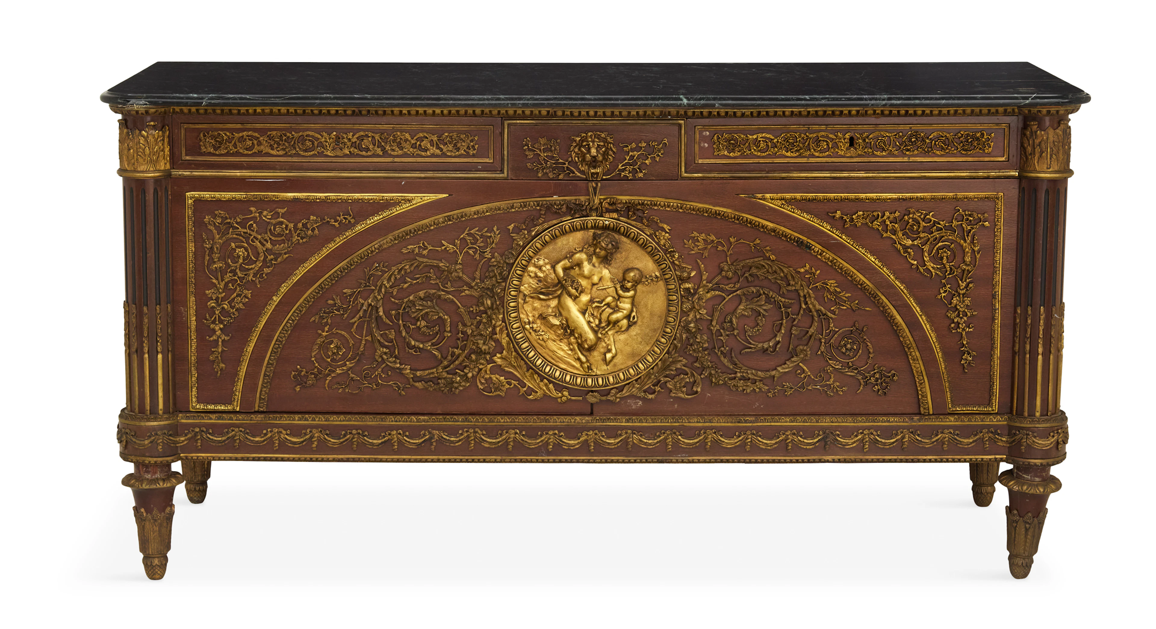 Empire-Style Ormolu-Mounted Mahogany and Marble-Top Sideboard