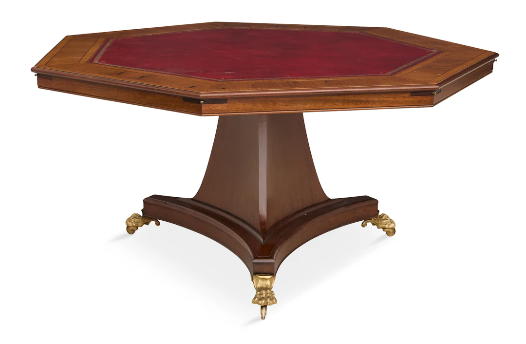 Custom-Made Mahogany and Satinwood Poker Table