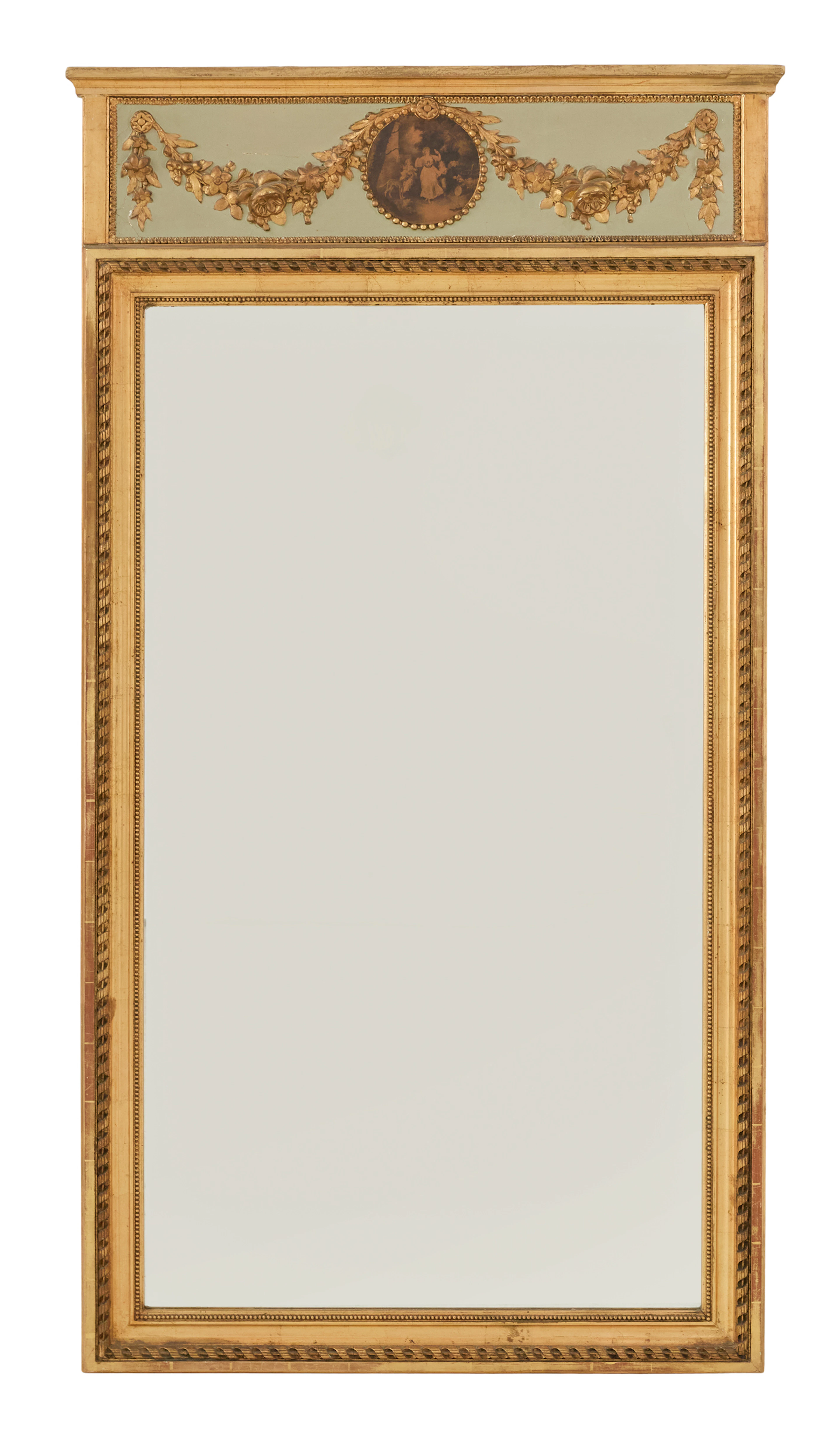 French Parcel-Gilt Trumeau Mirror