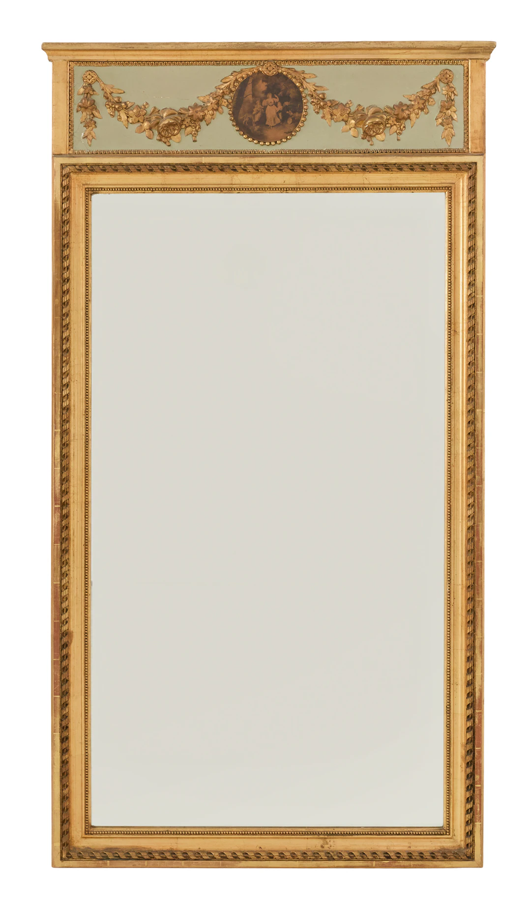 French Parcel-Gilt Trumeau Mirror