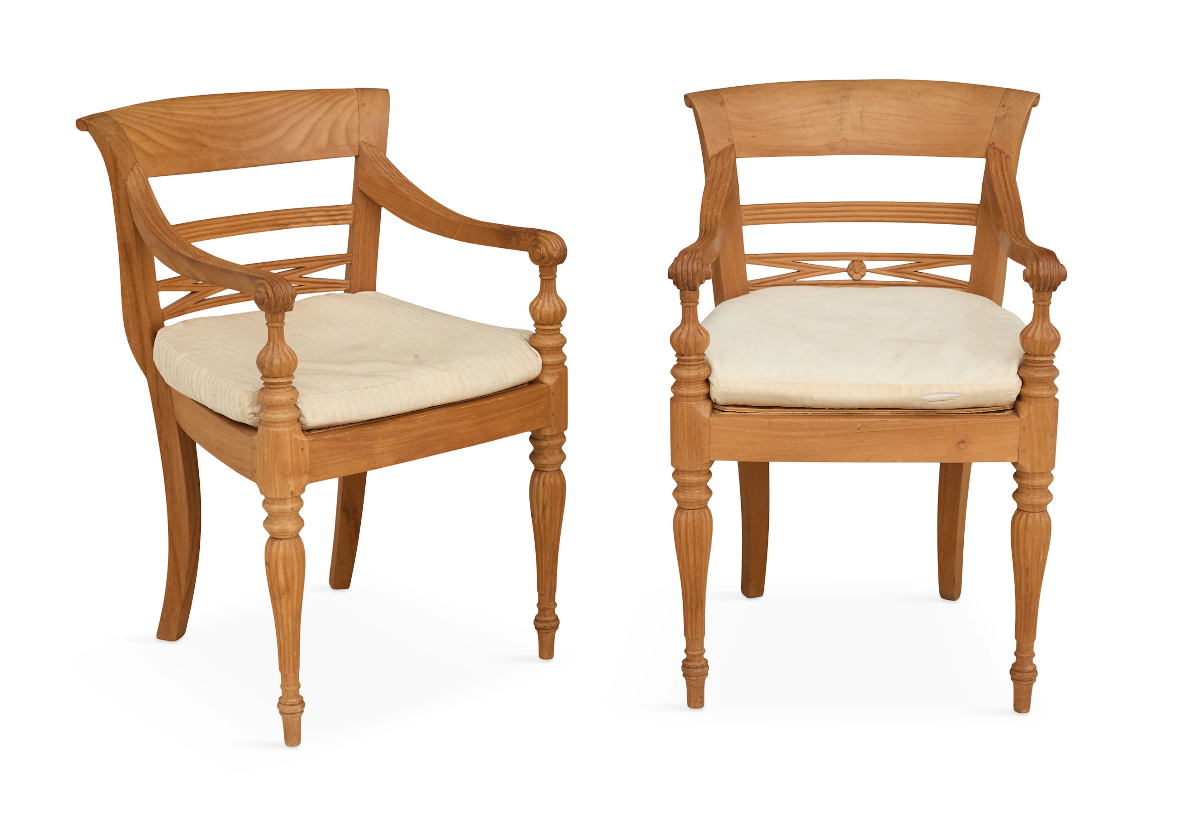 Pair of Anglo-Indian Teakwood Armchairs