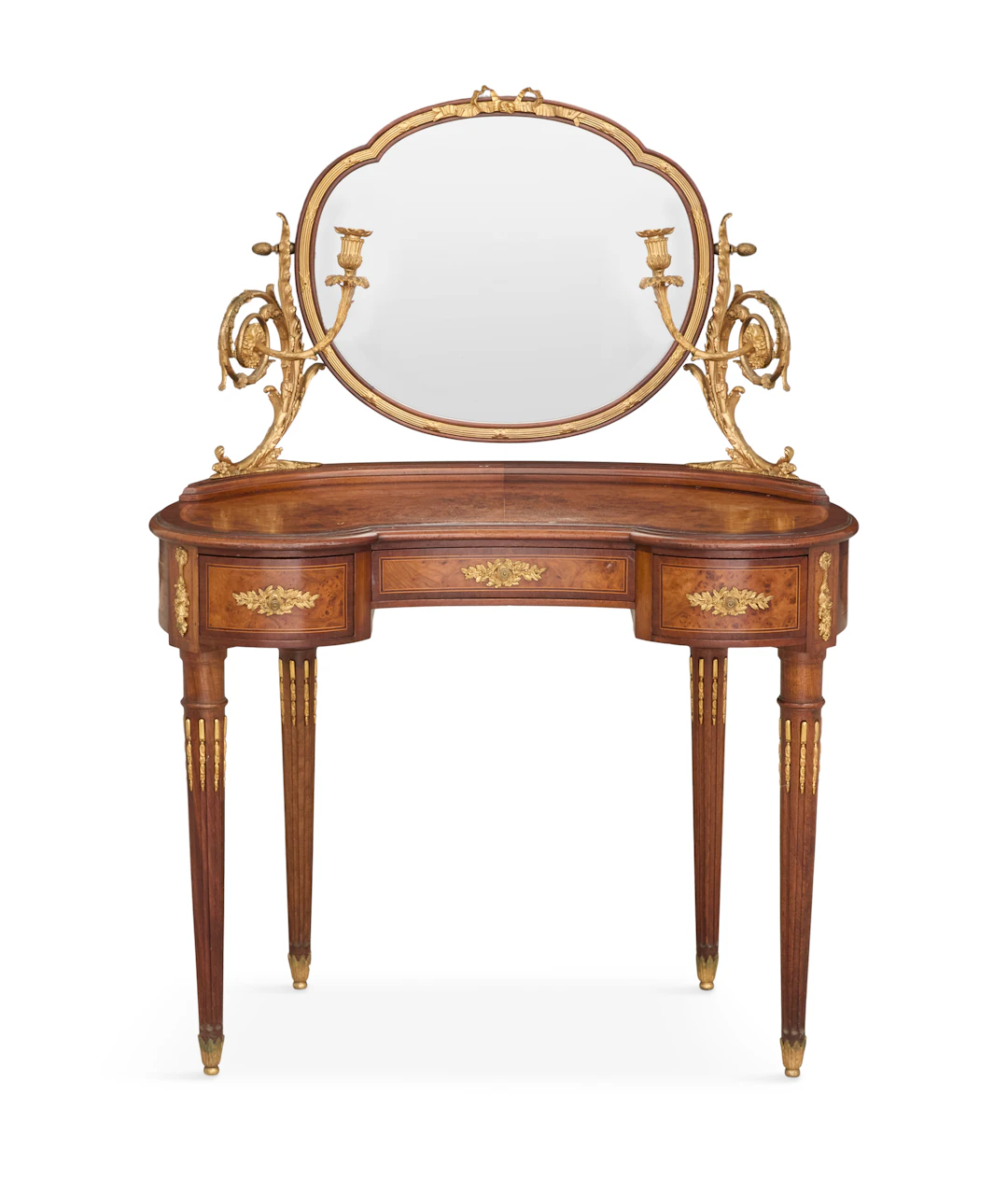 French Bronze-Mounted Burlwood Dressing Table