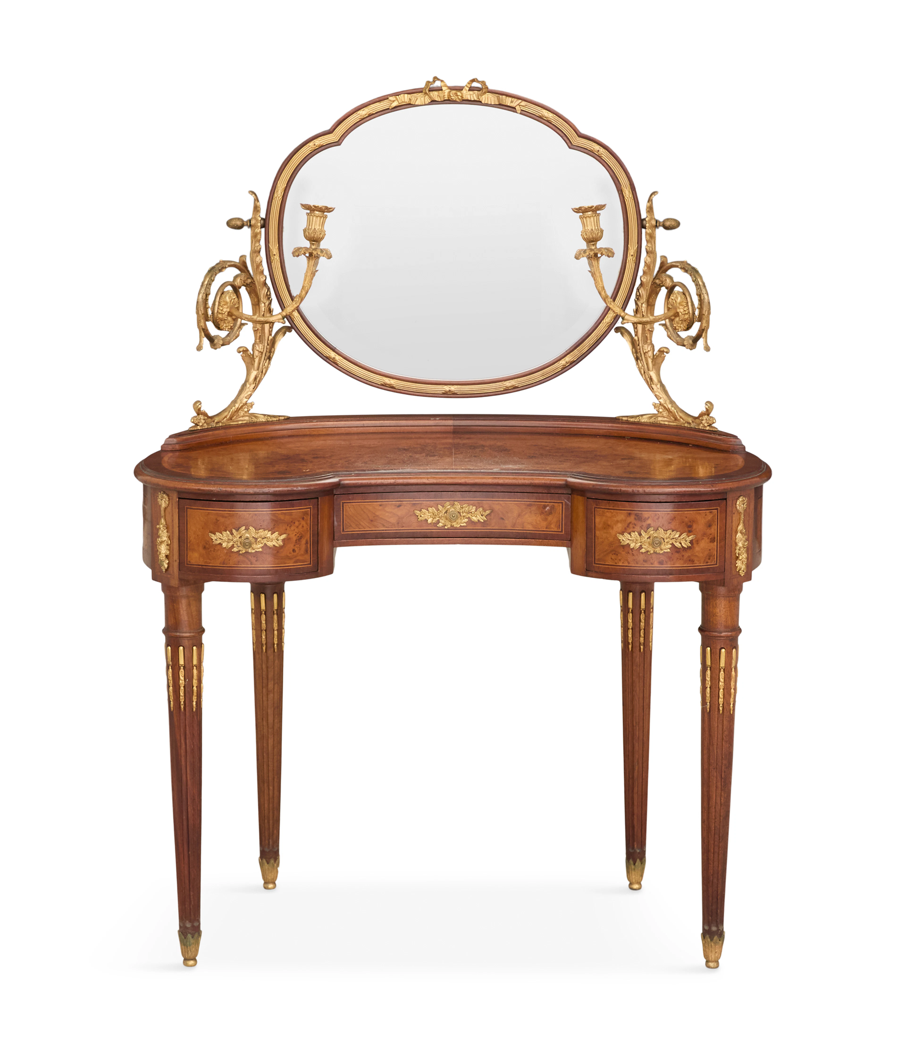 French Bronze-Mounted Burlwood Dressing Table