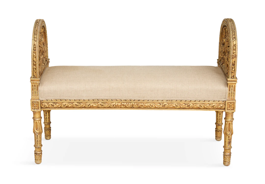 Louis XVI-Style Giltwood Bench