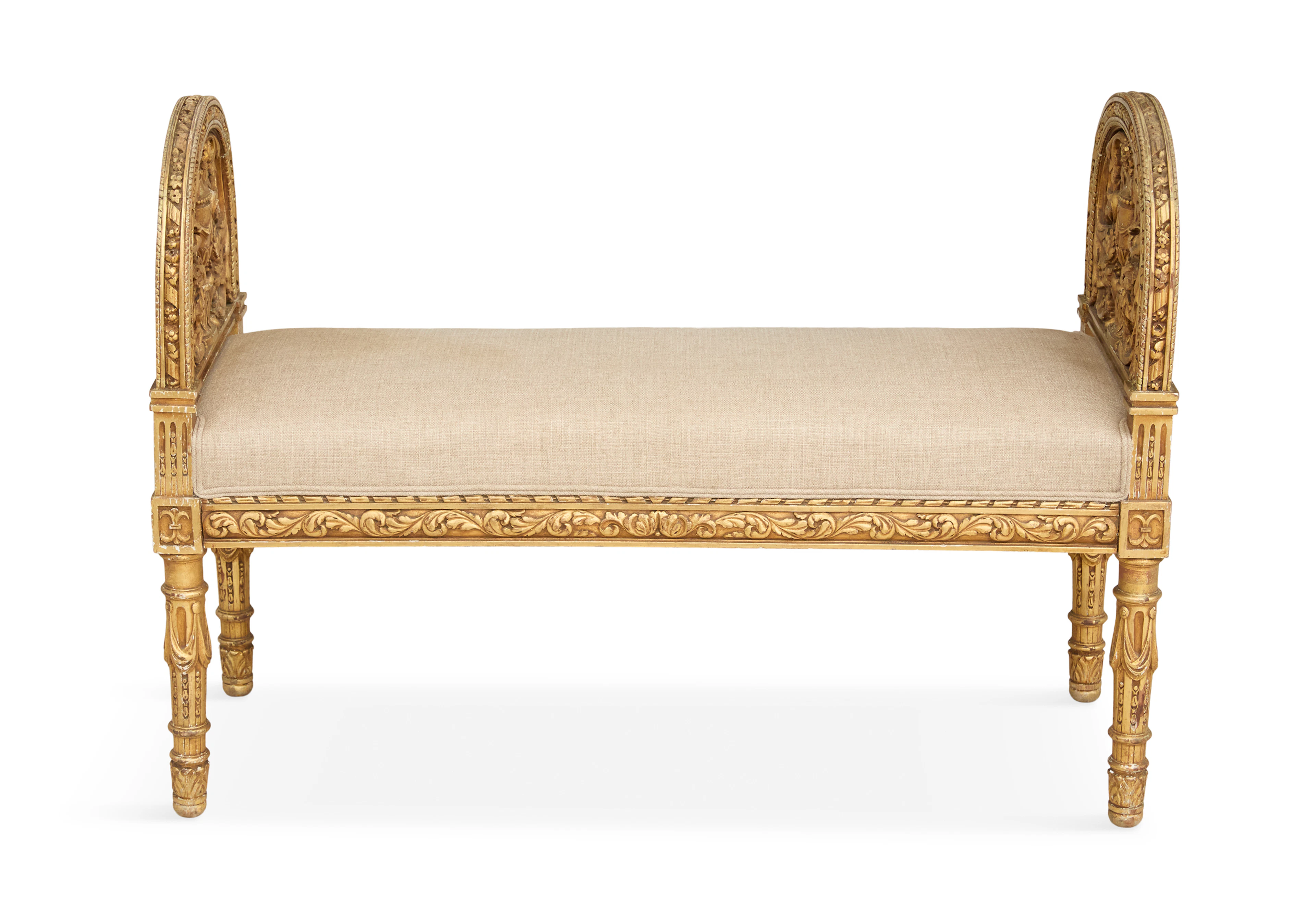 Louis XVI-Style Giltwood Bench