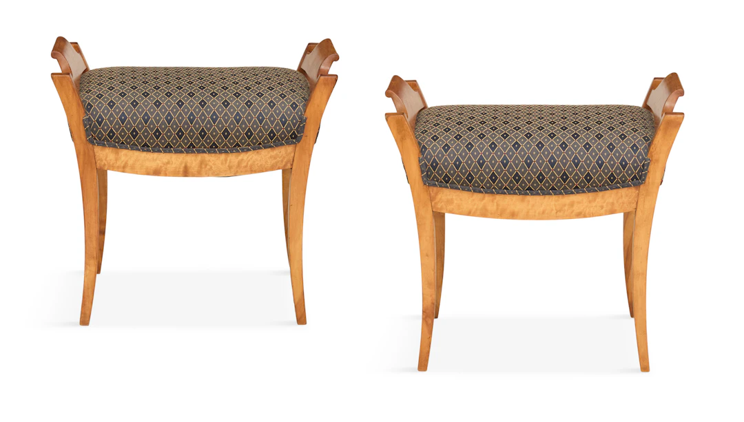 Pair of Biedermeier Fruitwood Benches