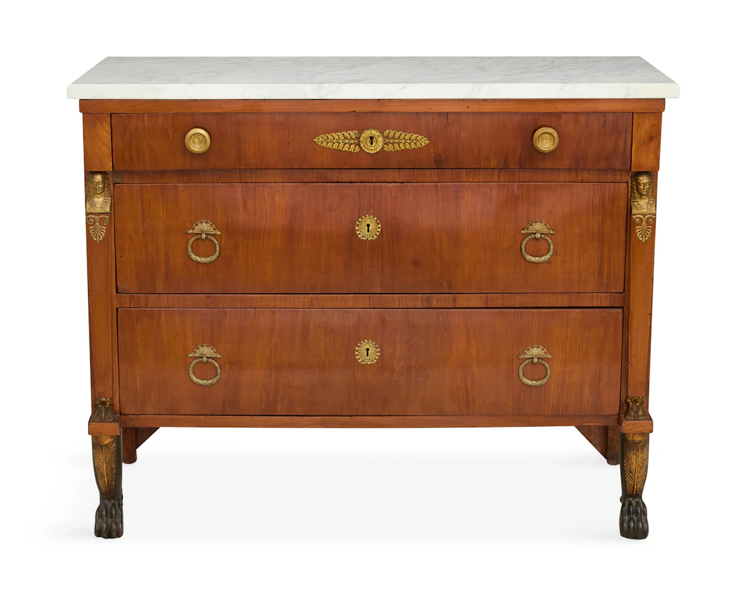 French Empire Mahogany and Marble-Top Commode
