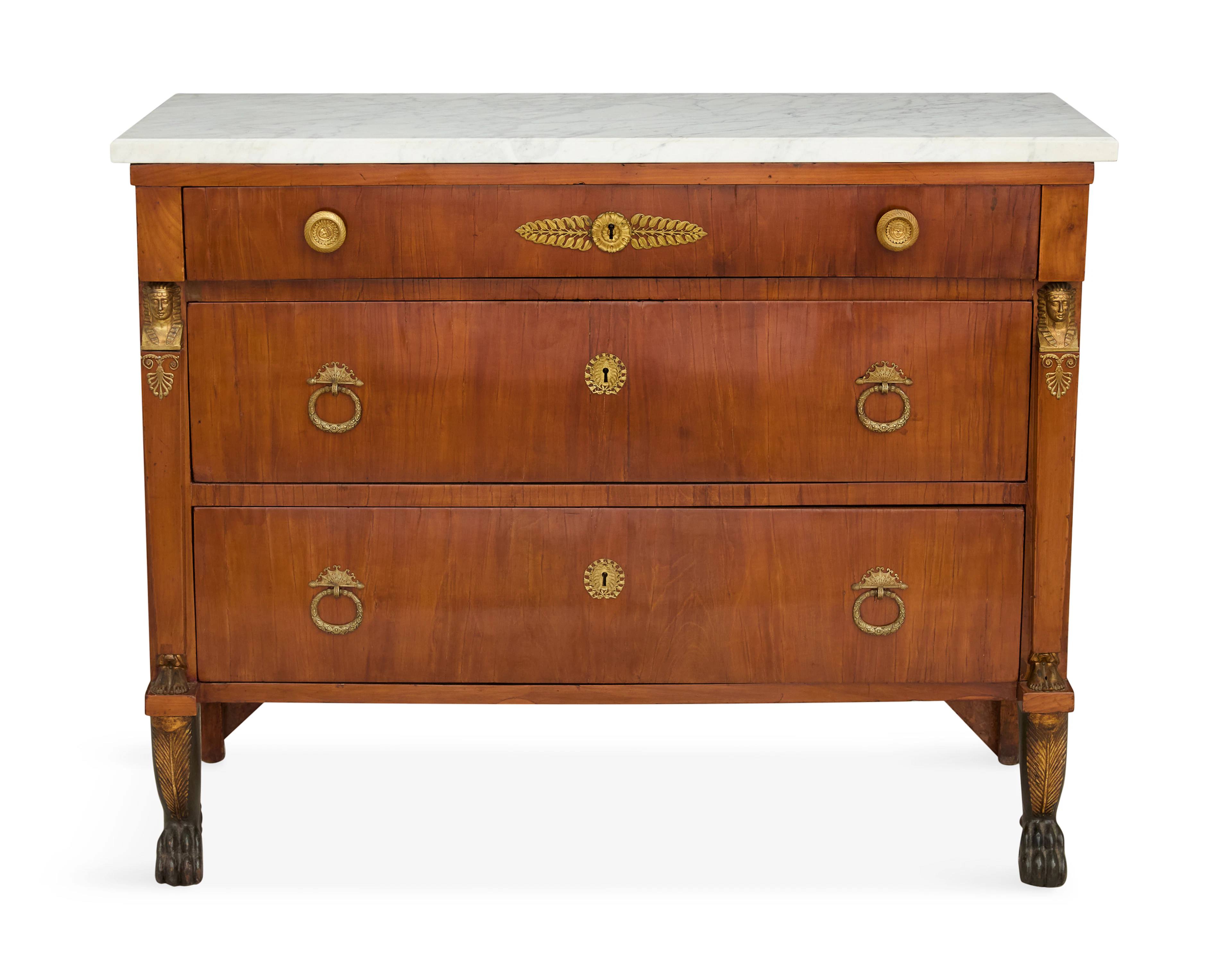 French Empire Mahogany and Marble-Top Commode