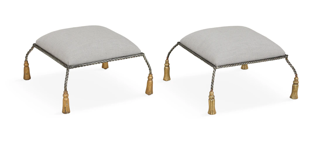 Pair of Steel and Brass Footstools