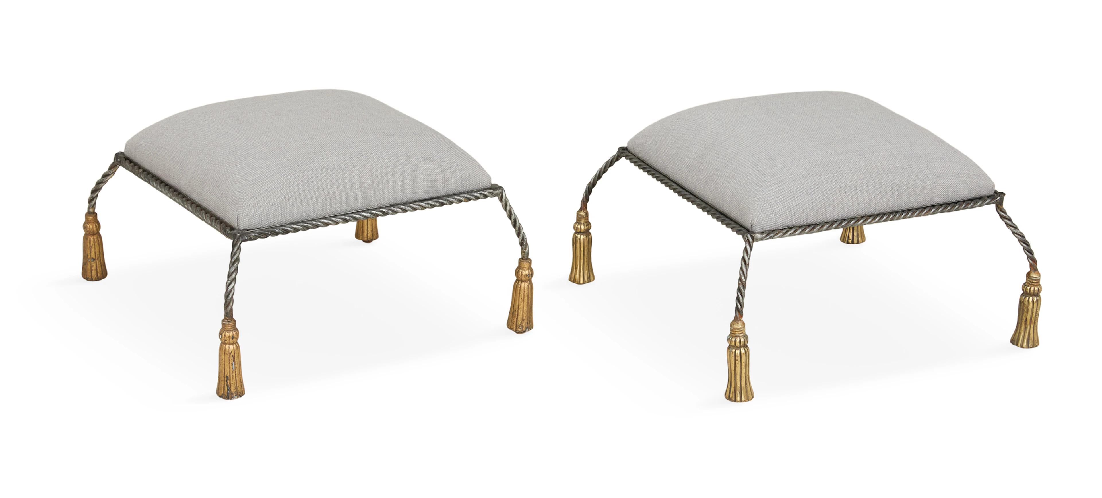 Pair of Steel and Brass Footstools