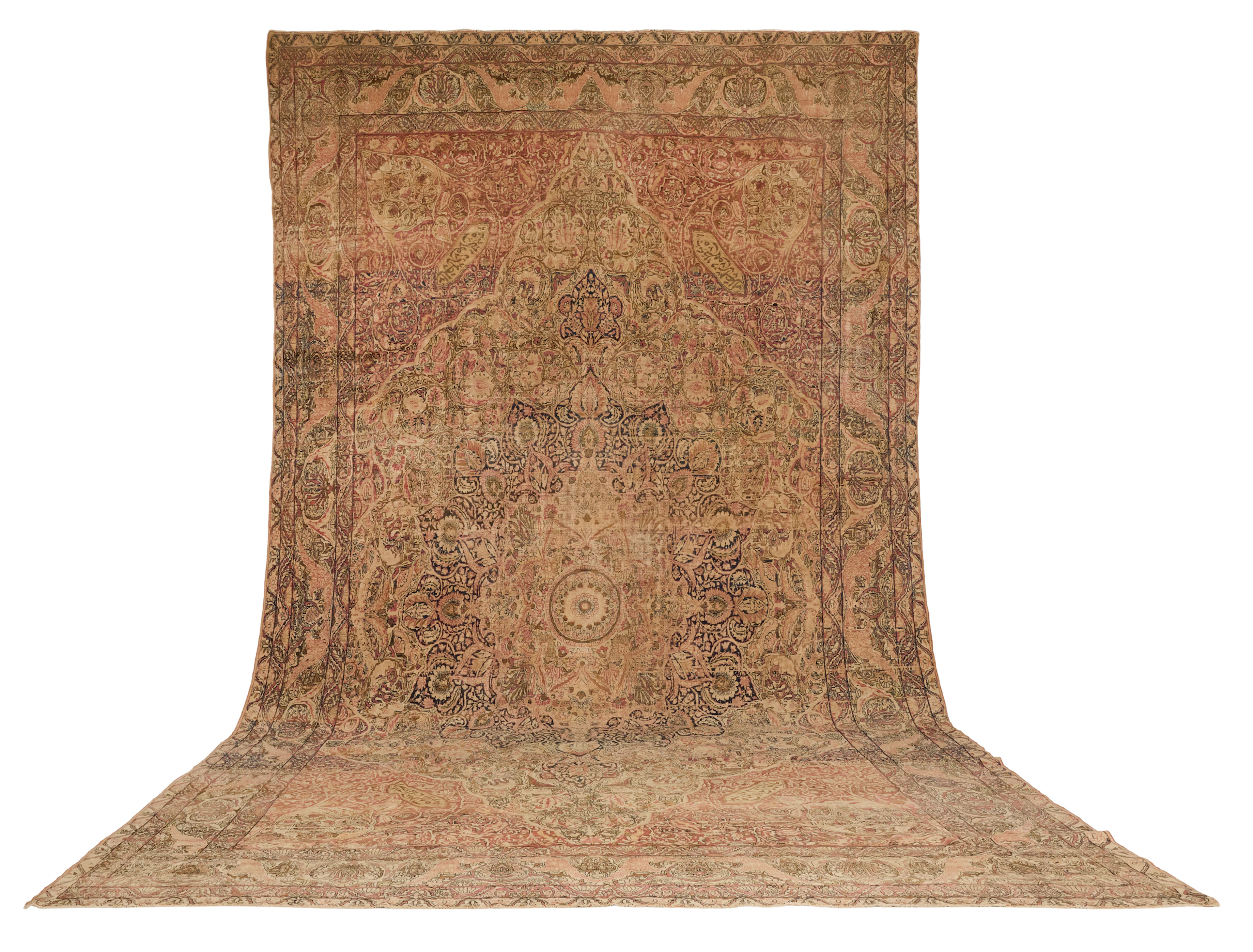 Antique Persian Lavar Kerman Carpet