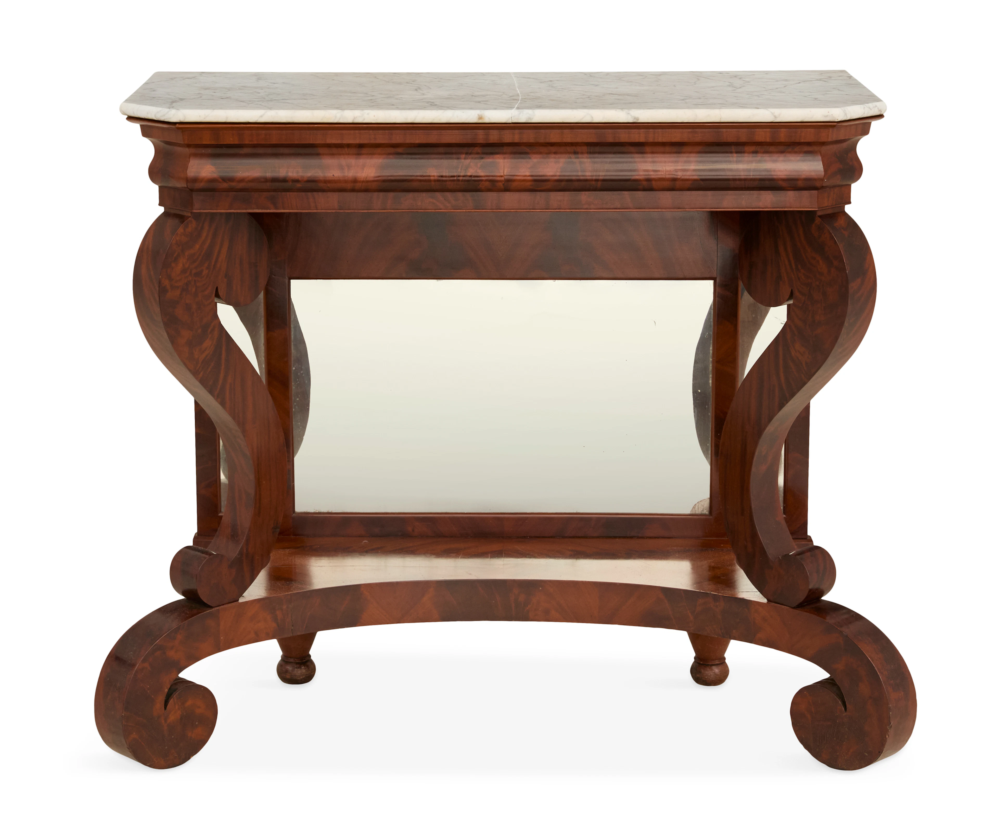 American Late Classical Mahogany and Marble-Top Pier Table