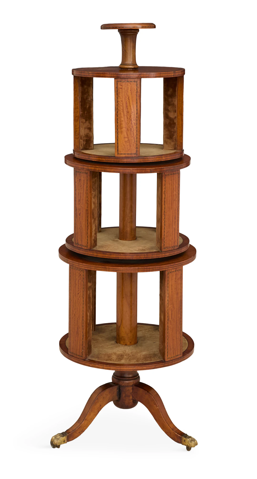 Edwardian Inlaid Satinwood Revolving Book Stand