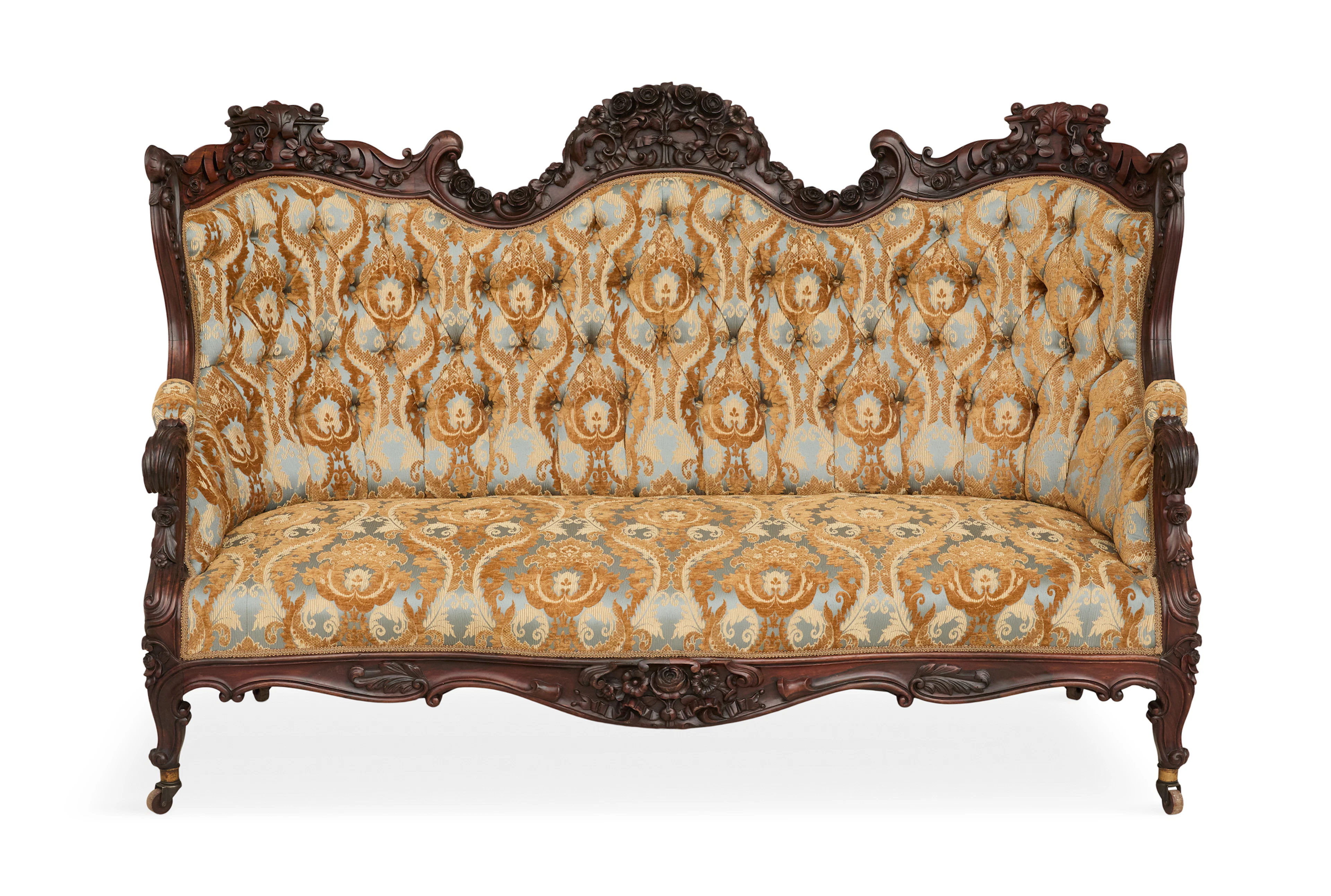 Rare and Fine American Rococo Revival Rosewood Settee