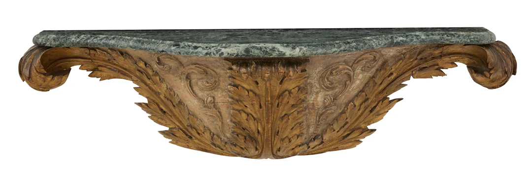Parcel-Giltwood and Marble Console Bracket