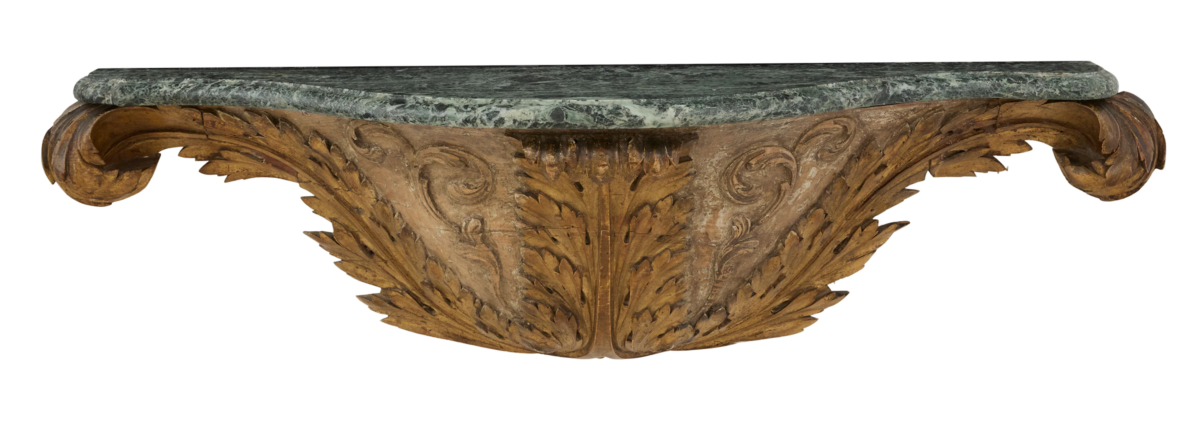 Parcel-Giltwood and Marble Console Bracket