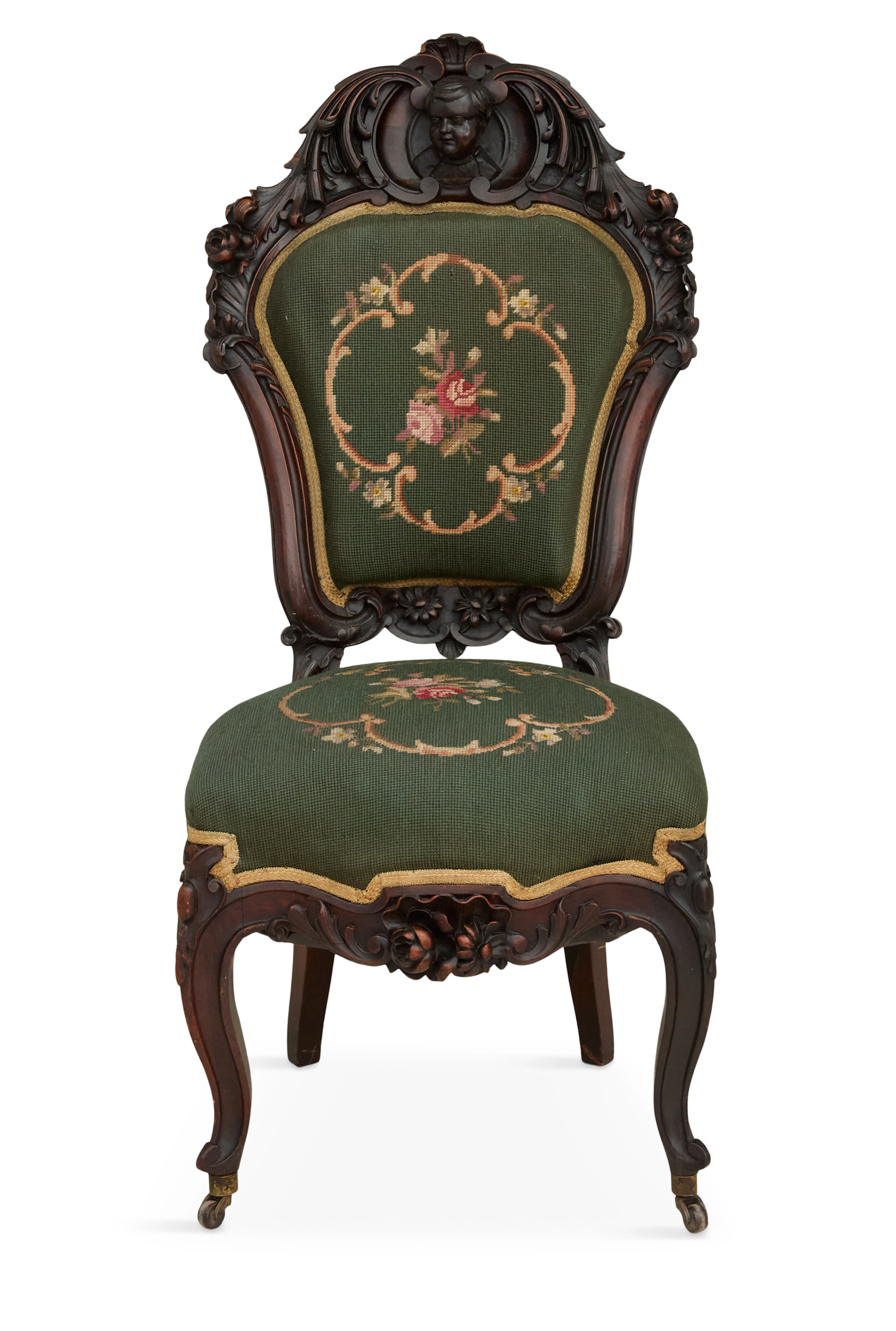 Rare American Rococo Revival Rosewood Side Chair