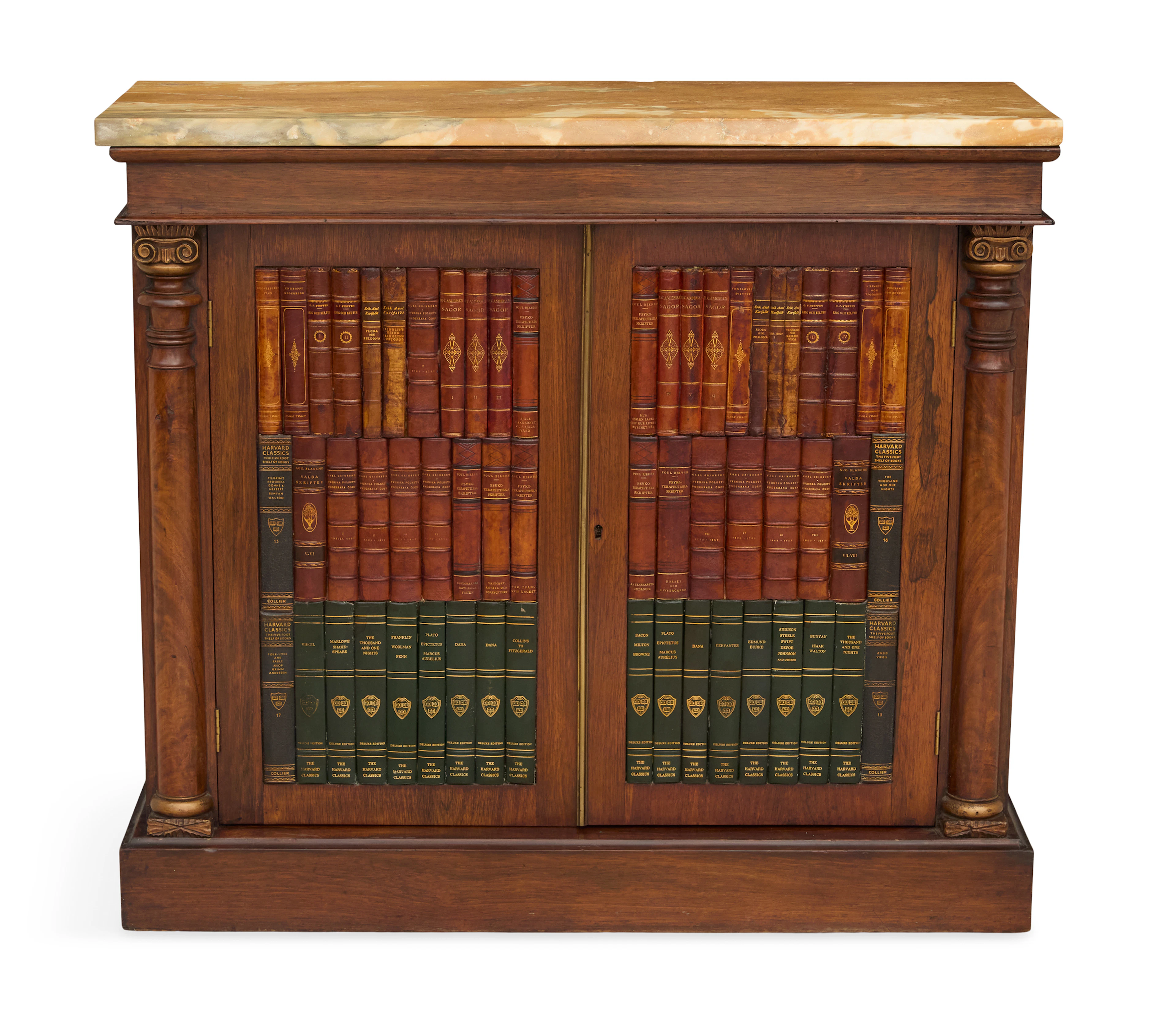 Regency Rosewood and Marble-Top Bookcase