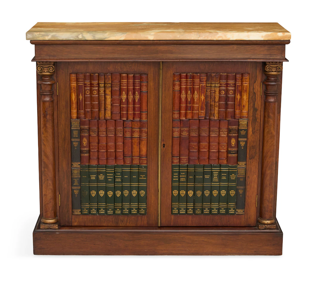 Regency Rosewood and Marble-Top Bookcase