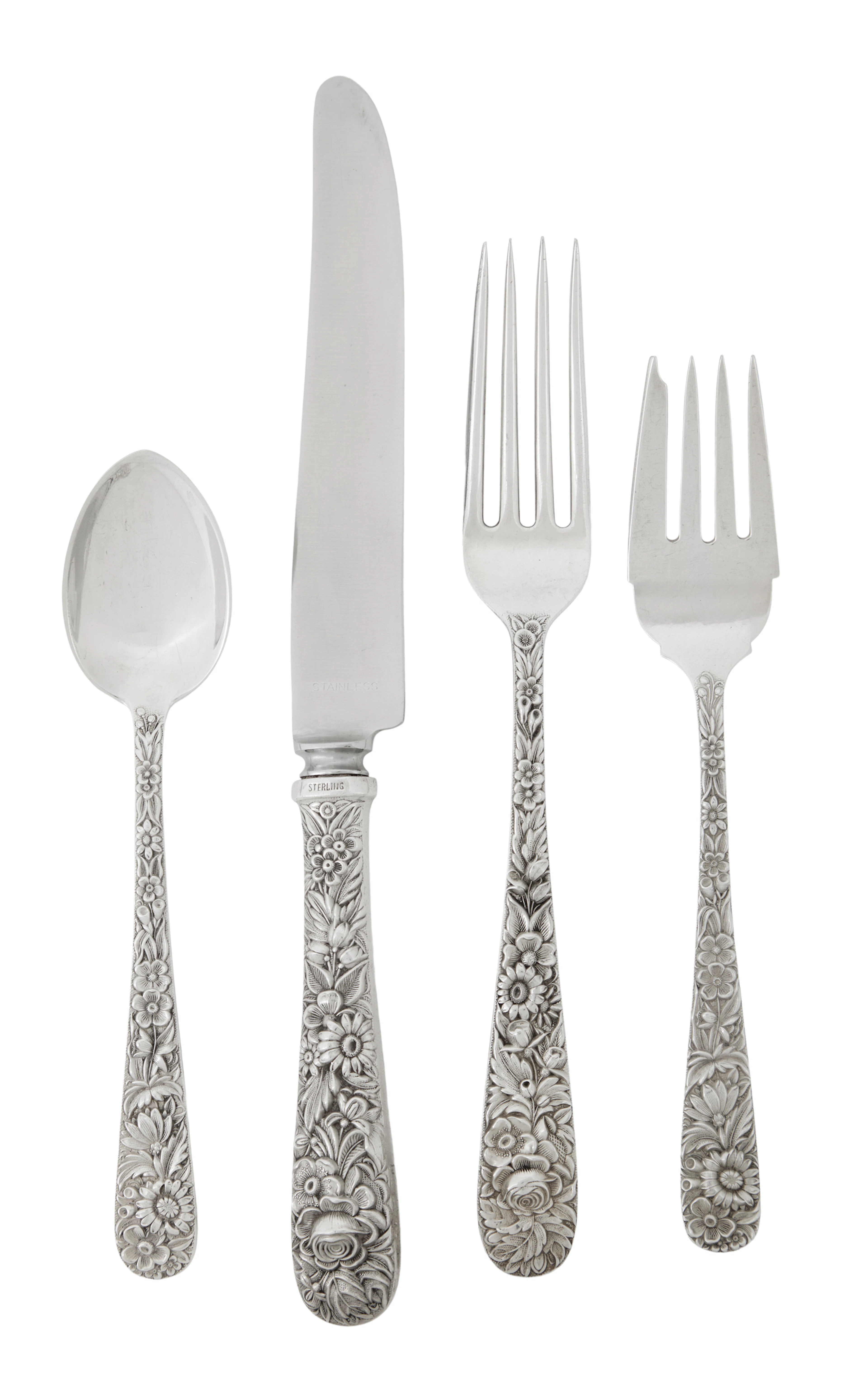 S. Kirk & Son "Repousse" Sterling Silver Luncheon Set
