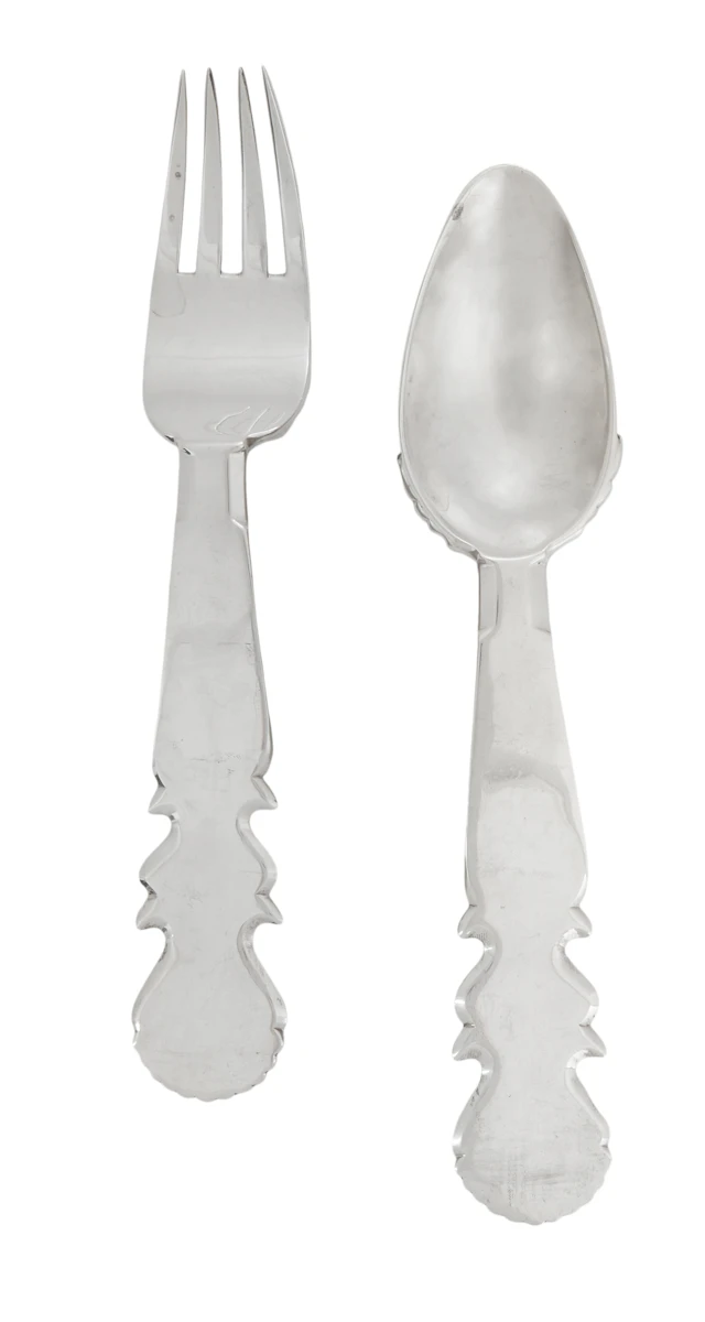 Large Mexican Sterling Silver Salad Serving Set