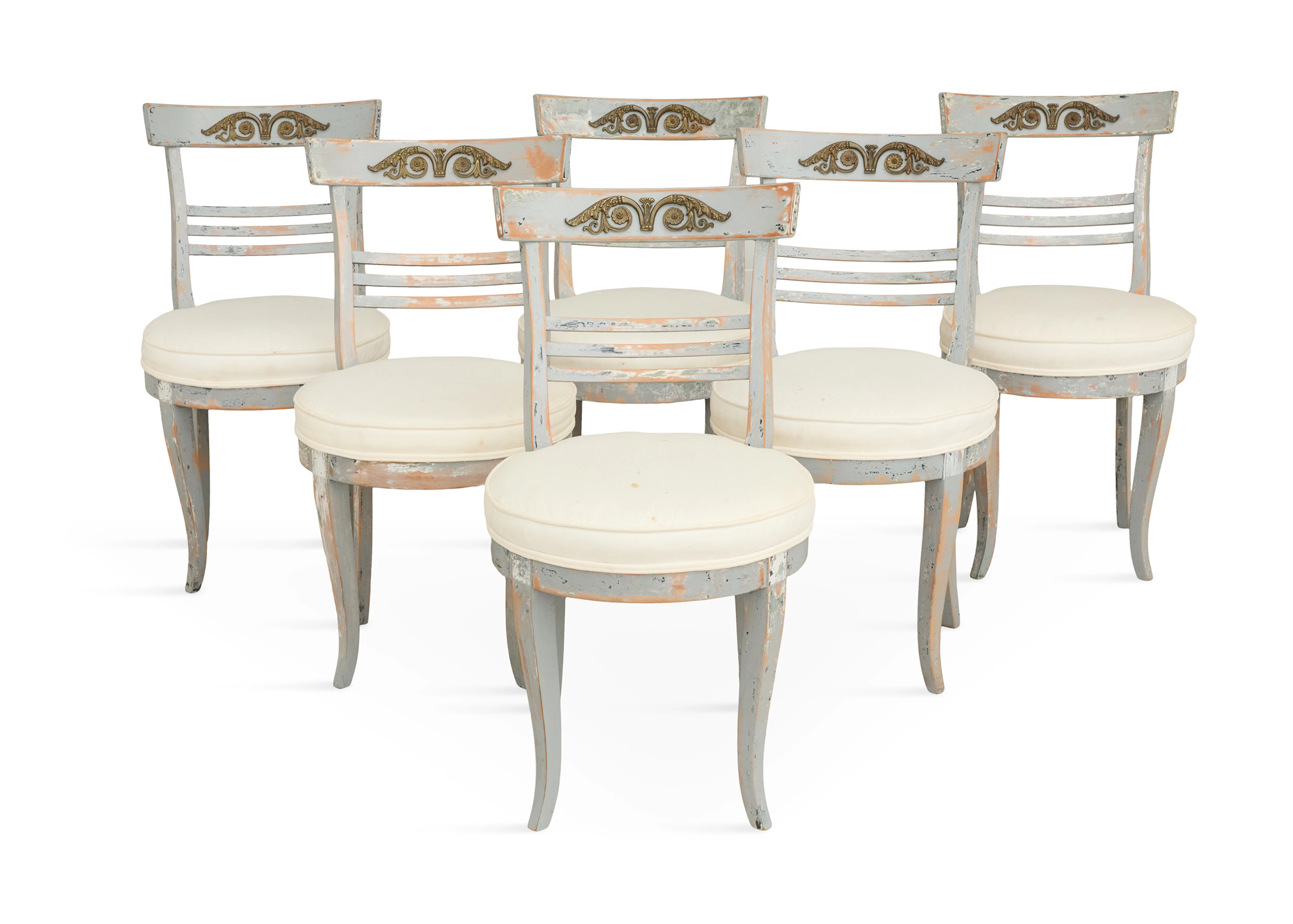 Suite of Six Swedish Polychrome Chairs