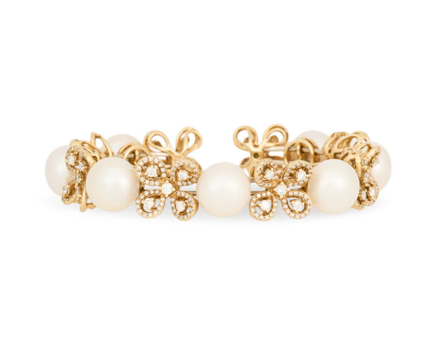 Pearl and Diamond Cuff Bracelet