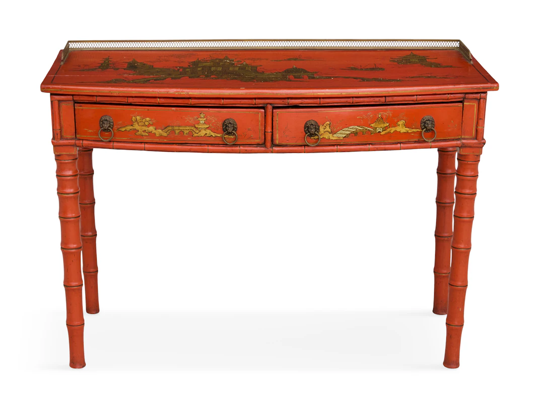 English Chinoiserie and Faux-Bamboo Writing Desk