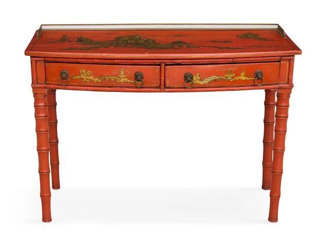 English Chinoiserie and Faux-Bamboo Writing Desk