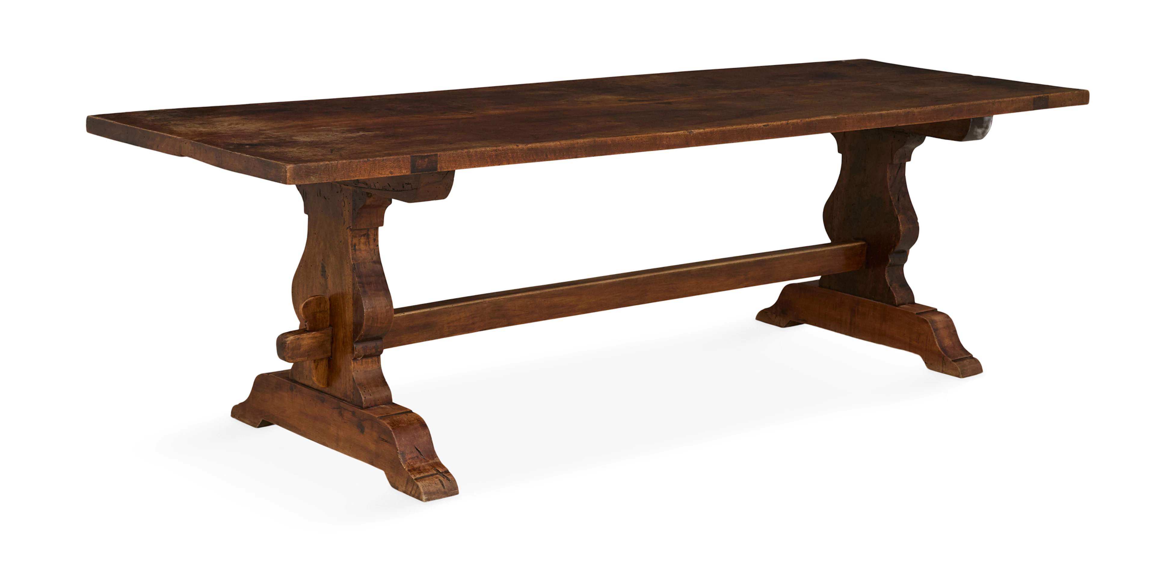 Large French Provincial Walnut Trestle Table